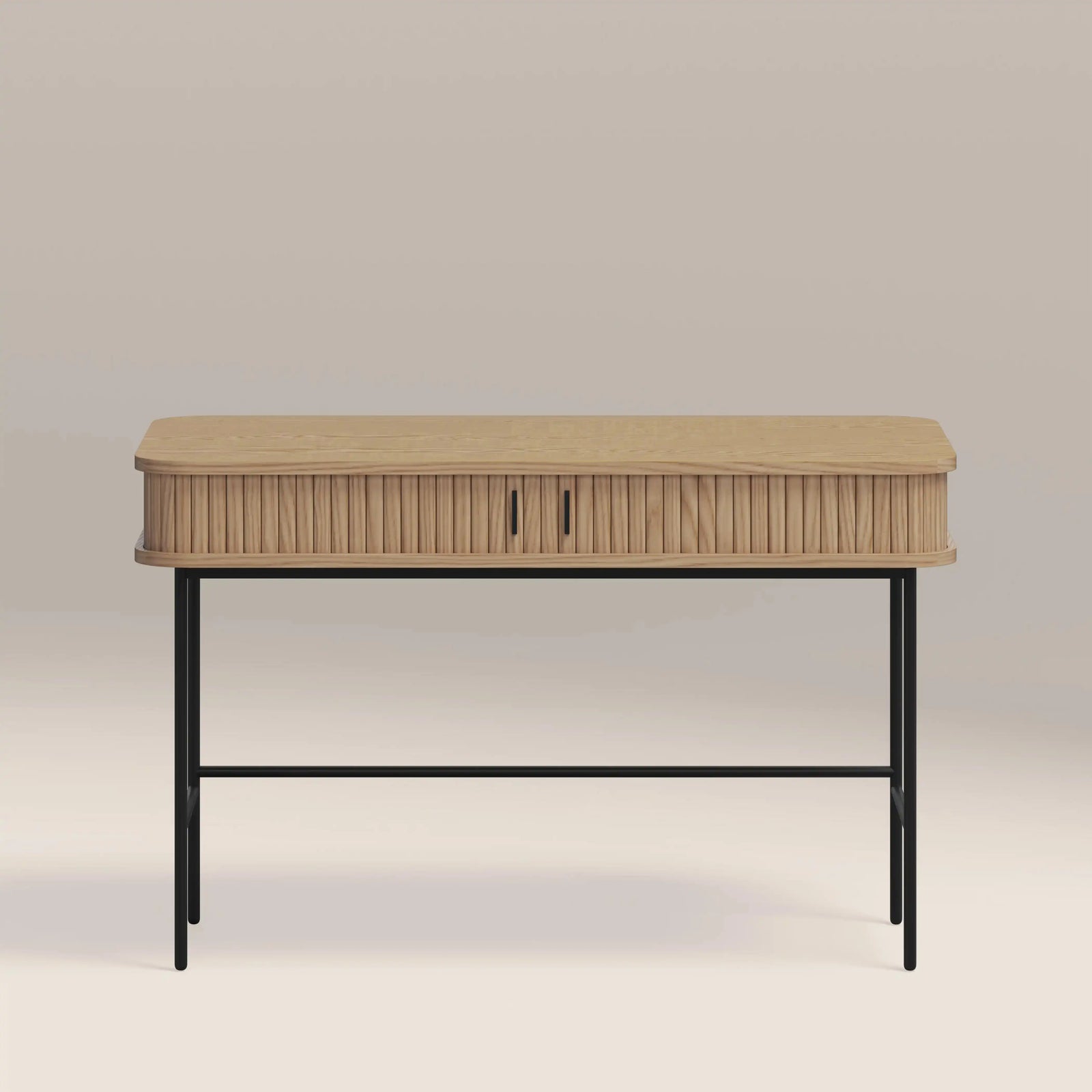 Mika Wooden 2 Drawer Desk | Oak & Black