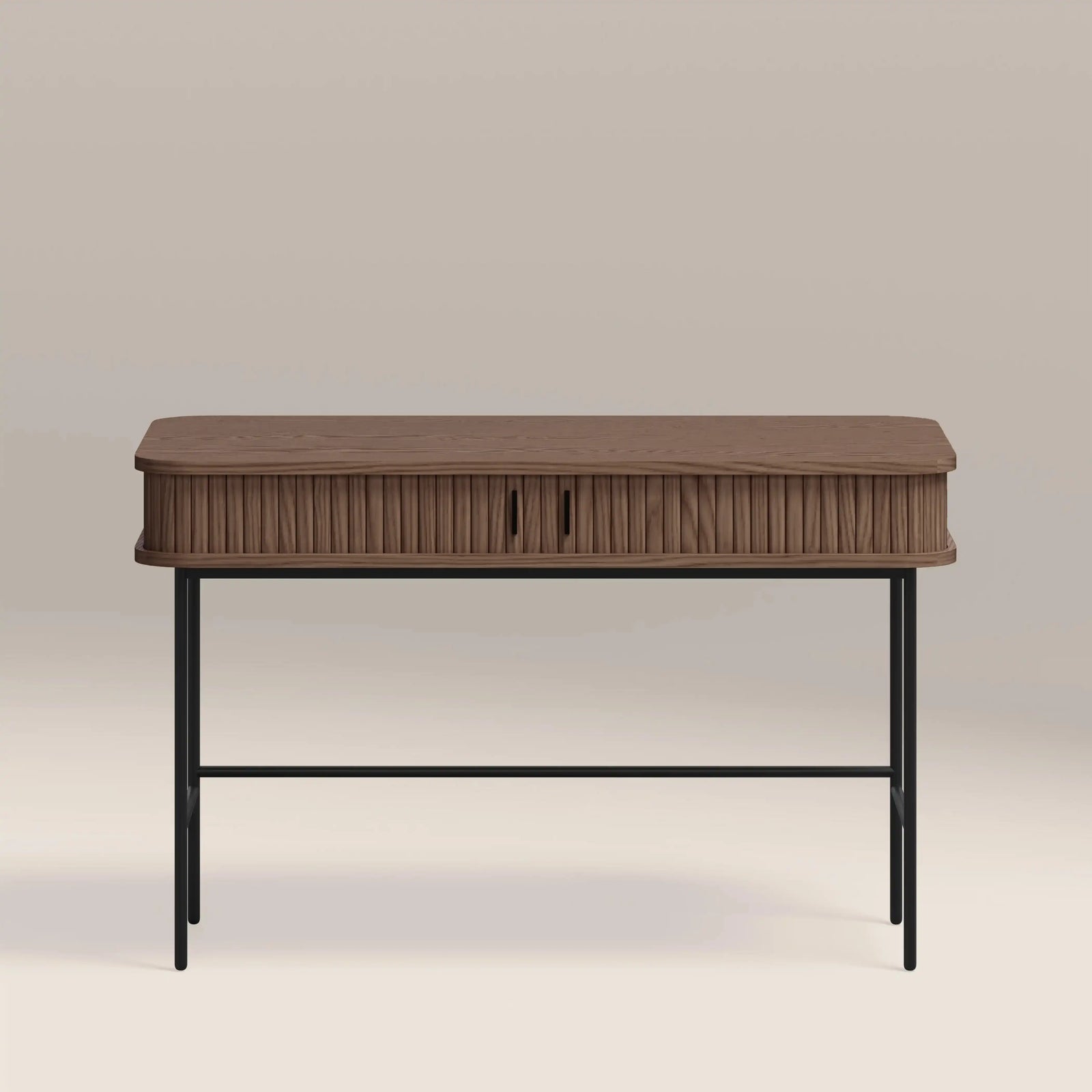 Mika Wooden 2 Drawer Desk | Walnut & Black