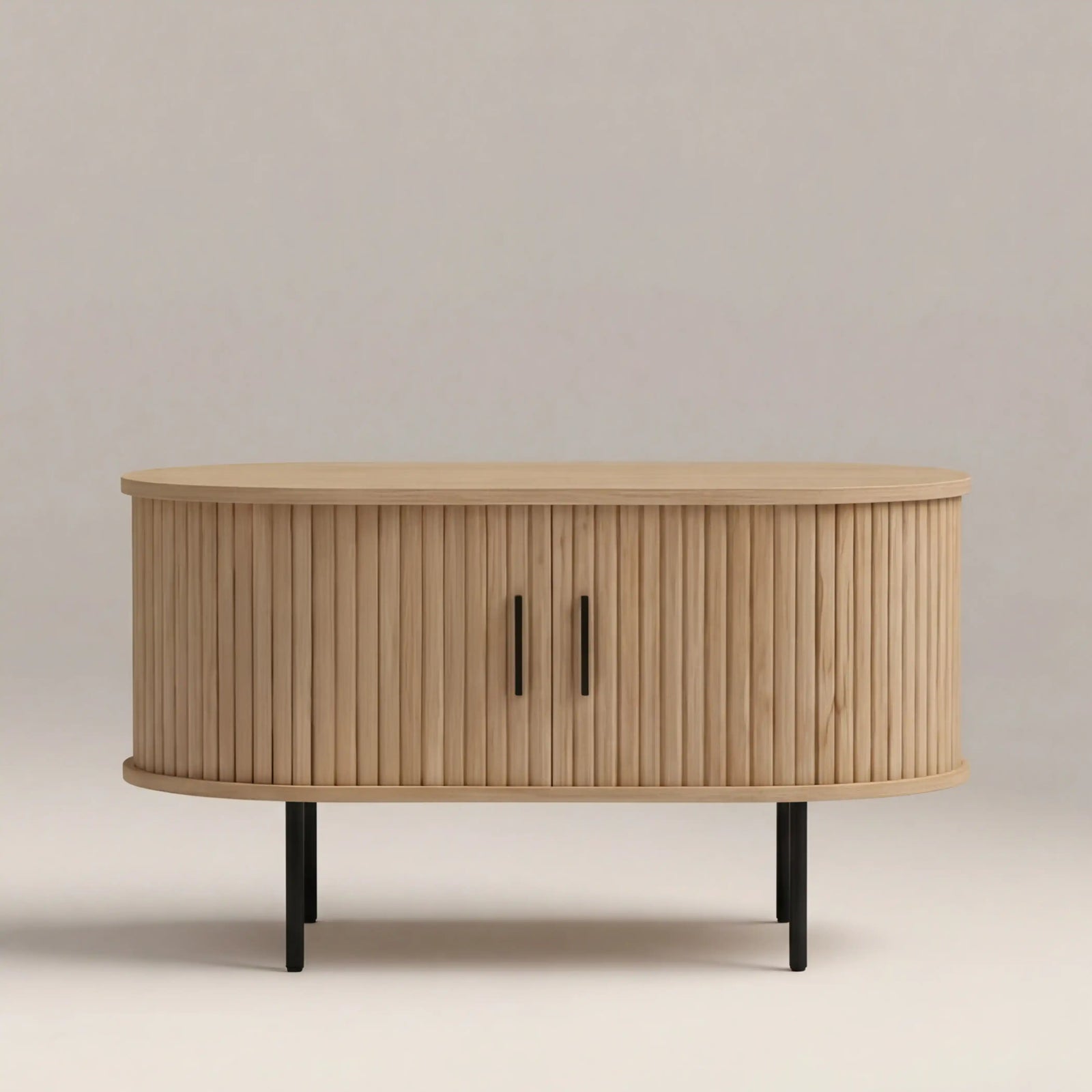 Mika Oval Wooden Coffee Table | Oak & Black