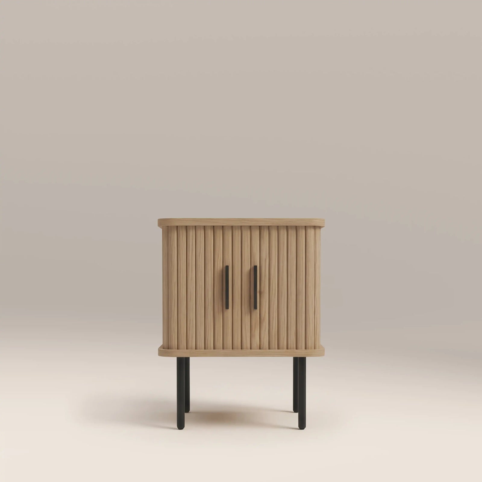 Mika Square Wooden 1 Drawer Bedside Table | Oak & Black