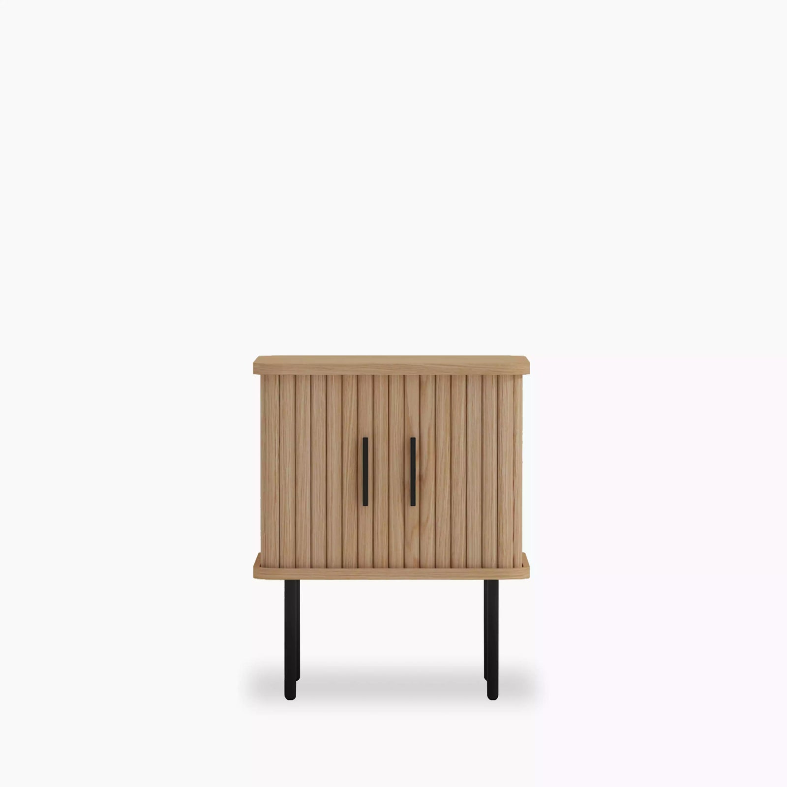 Mika Square Wooden 1 Drawer Bedside Table | Oak & Black