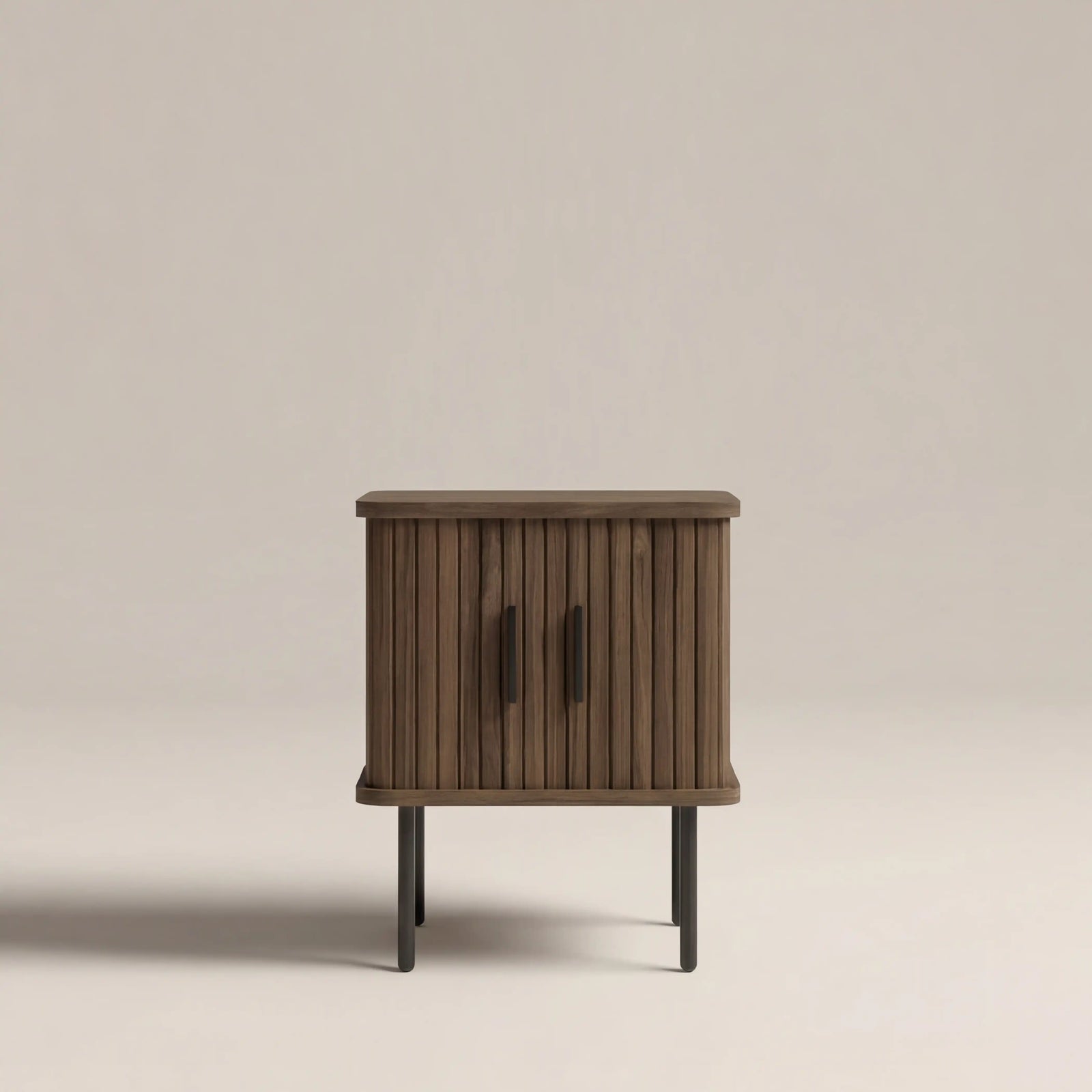 Mika Square Wooden 1 Drawer Bedside Table | Walnut & Black