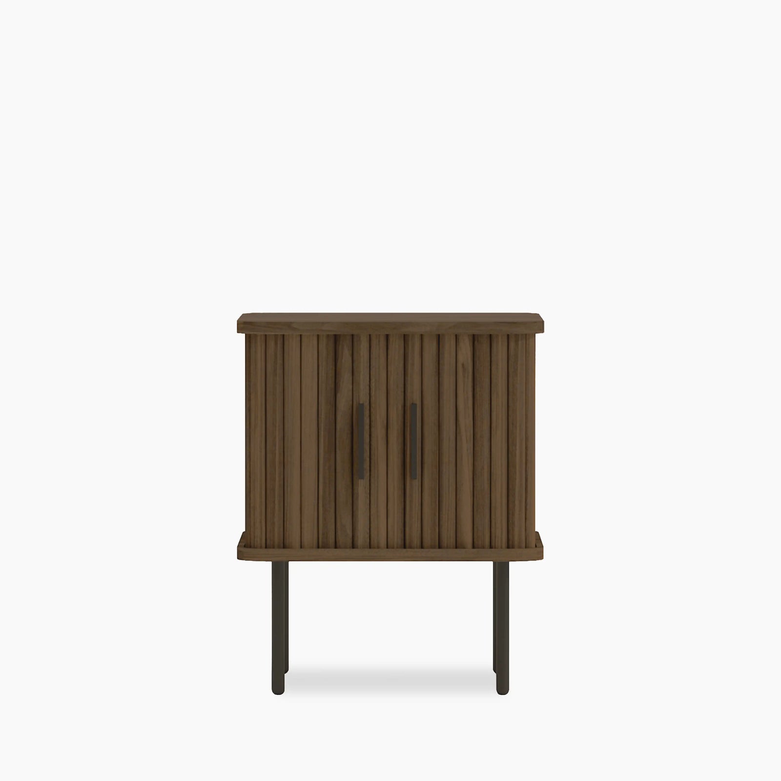 Mika Square Wooden 1 Drawer Bedside Table | Walnut & Black