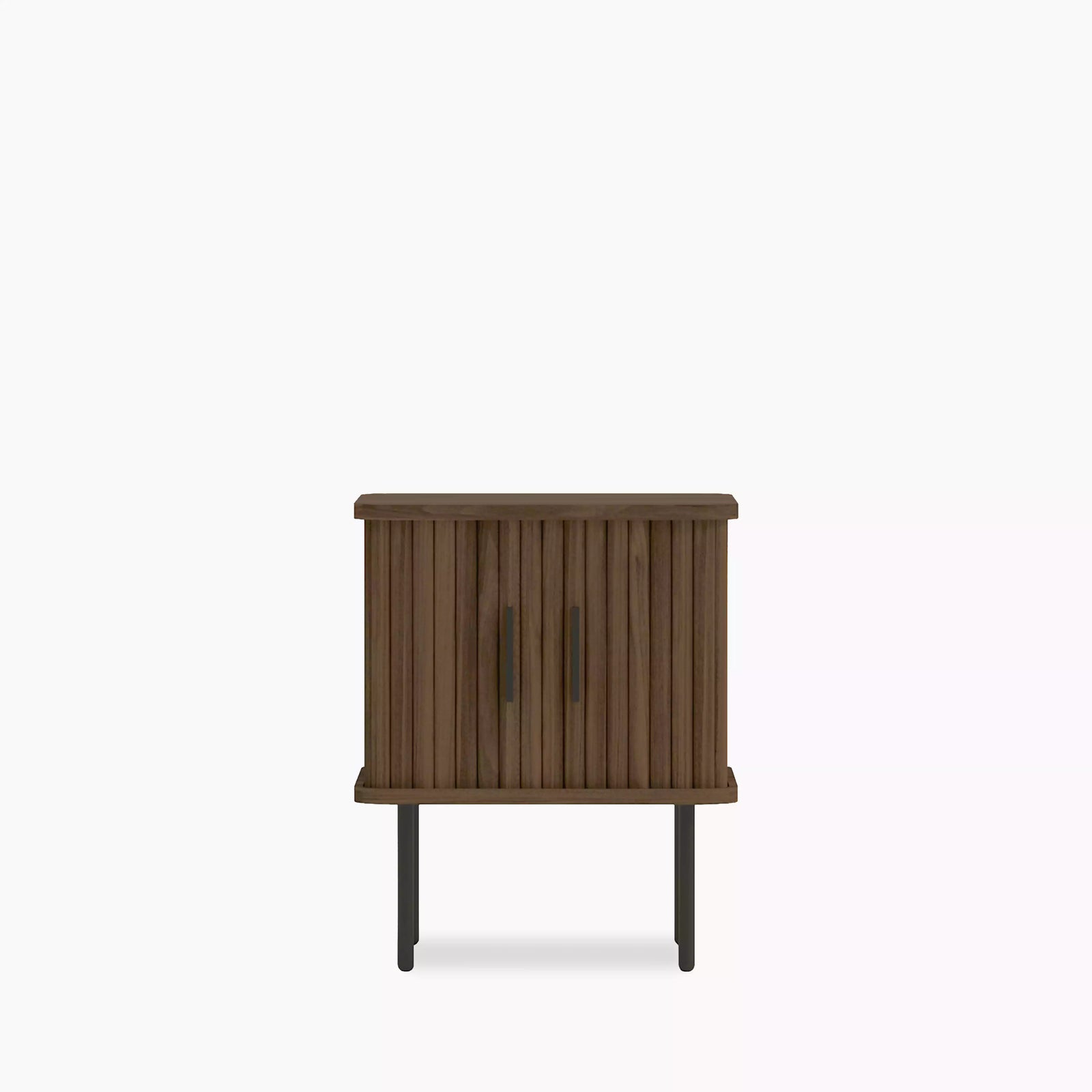 Mika Square Wooden 1 Drawer Bedside Table | Walnut & Black