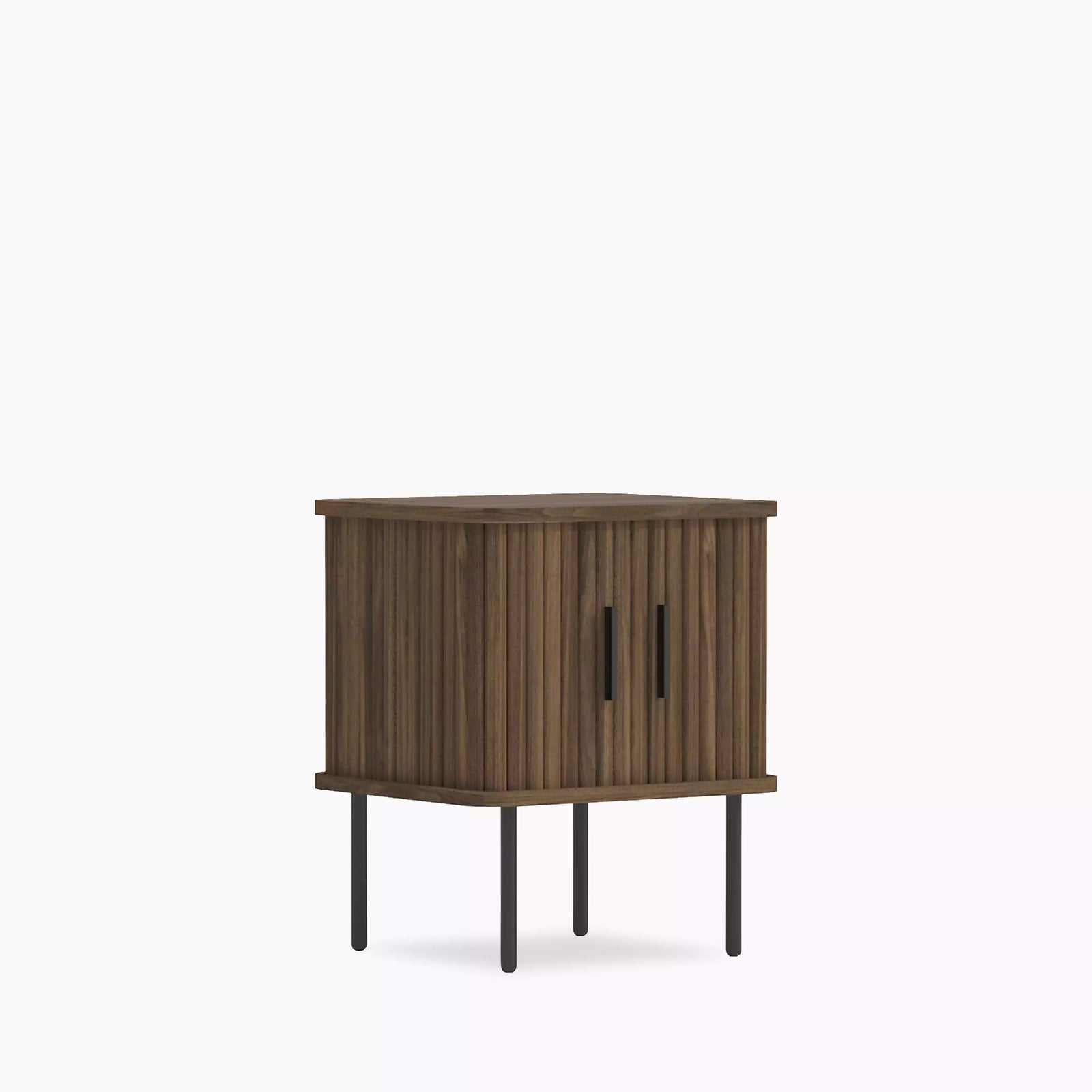 Mika Square Wooden 1 Drawer Bedside Table | Walnut & Black