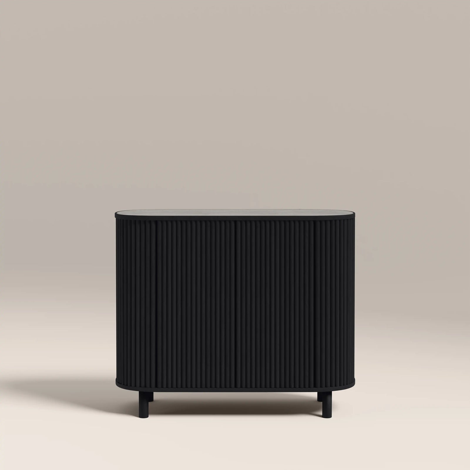 Santana Sideboard | Smoked Grey Travertine Effect Sintered Stone & Black