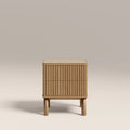 Santana  2 Drawer Bedside Table | Natural Travertine Effect Sintered Stone & Oak