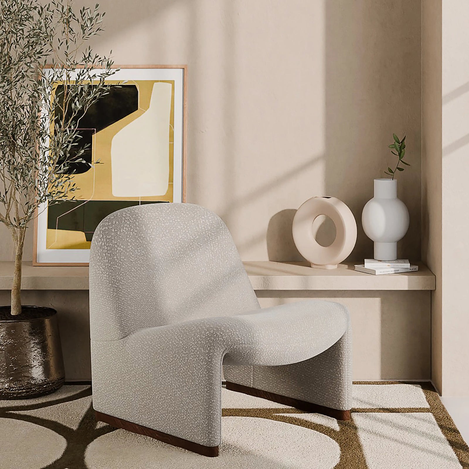 Arlet Accent Chair | Speckled Stone Sustainable Boucle & Walnut