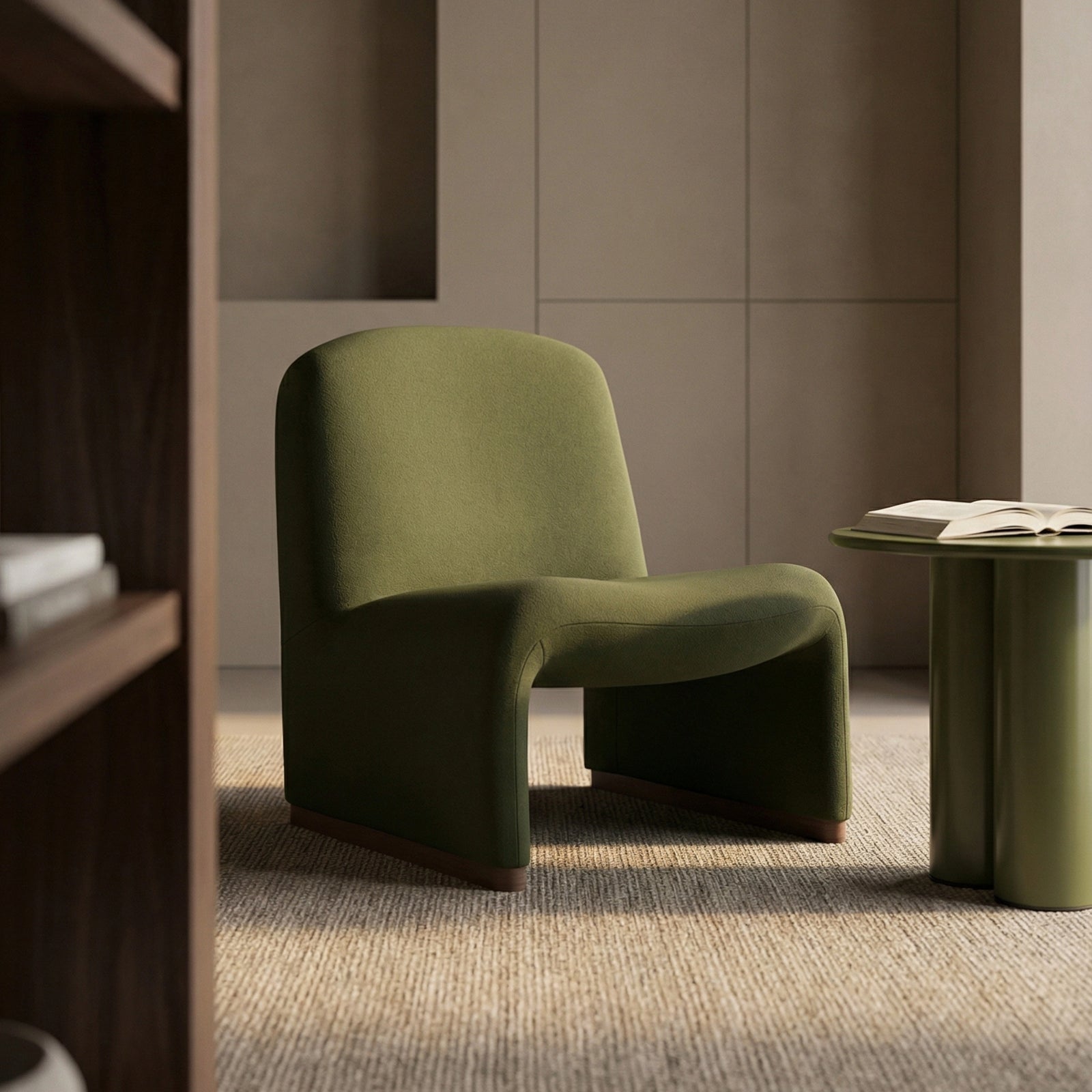 Arlet Accent Chair | Olive Green Sustainable Velvet & Walnut