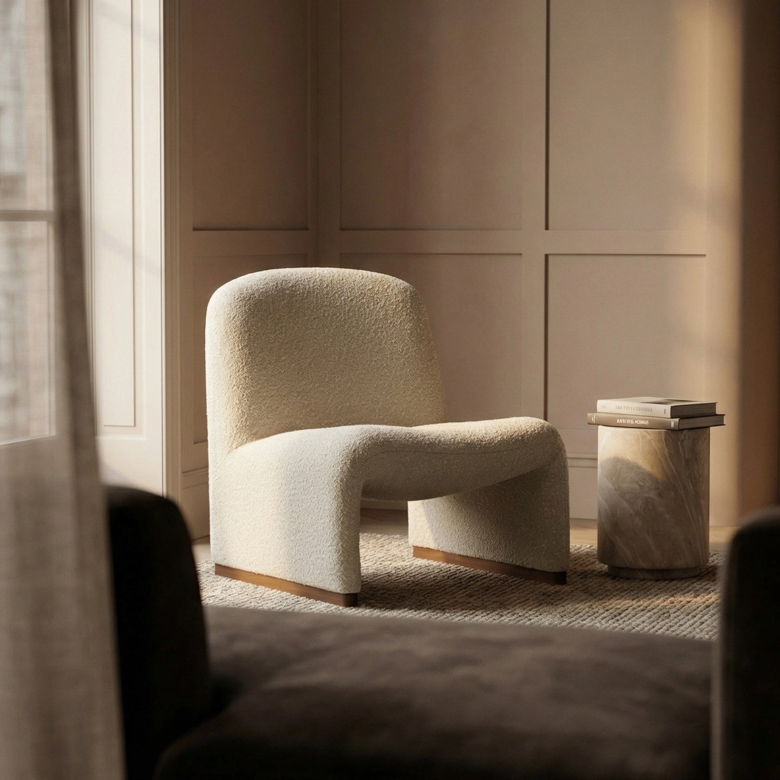 Arlet Accent Chair | Speckled Stone Sustainable Boucle & Walnut