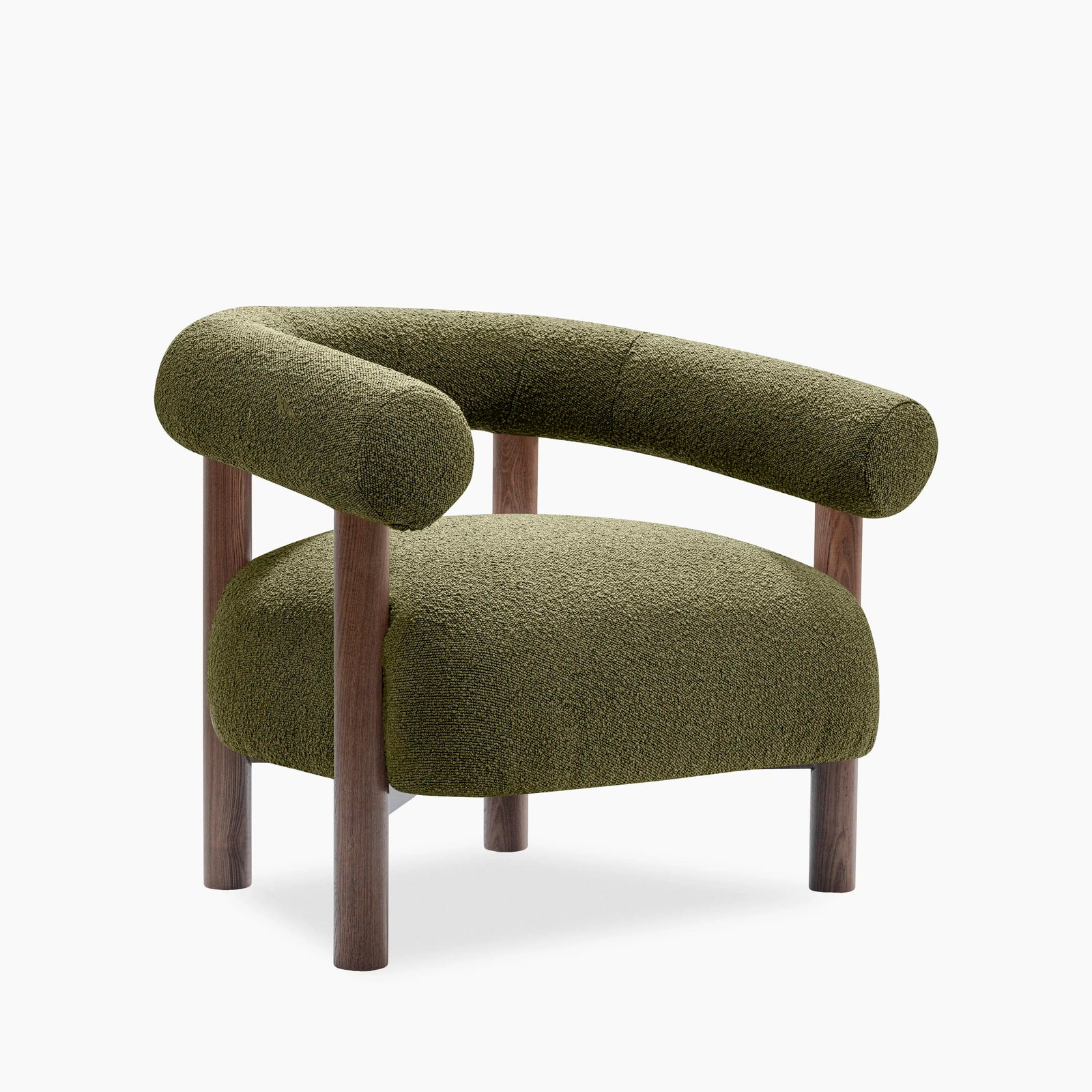 Cielo Armchair | Moss Green Boucle & Walnut