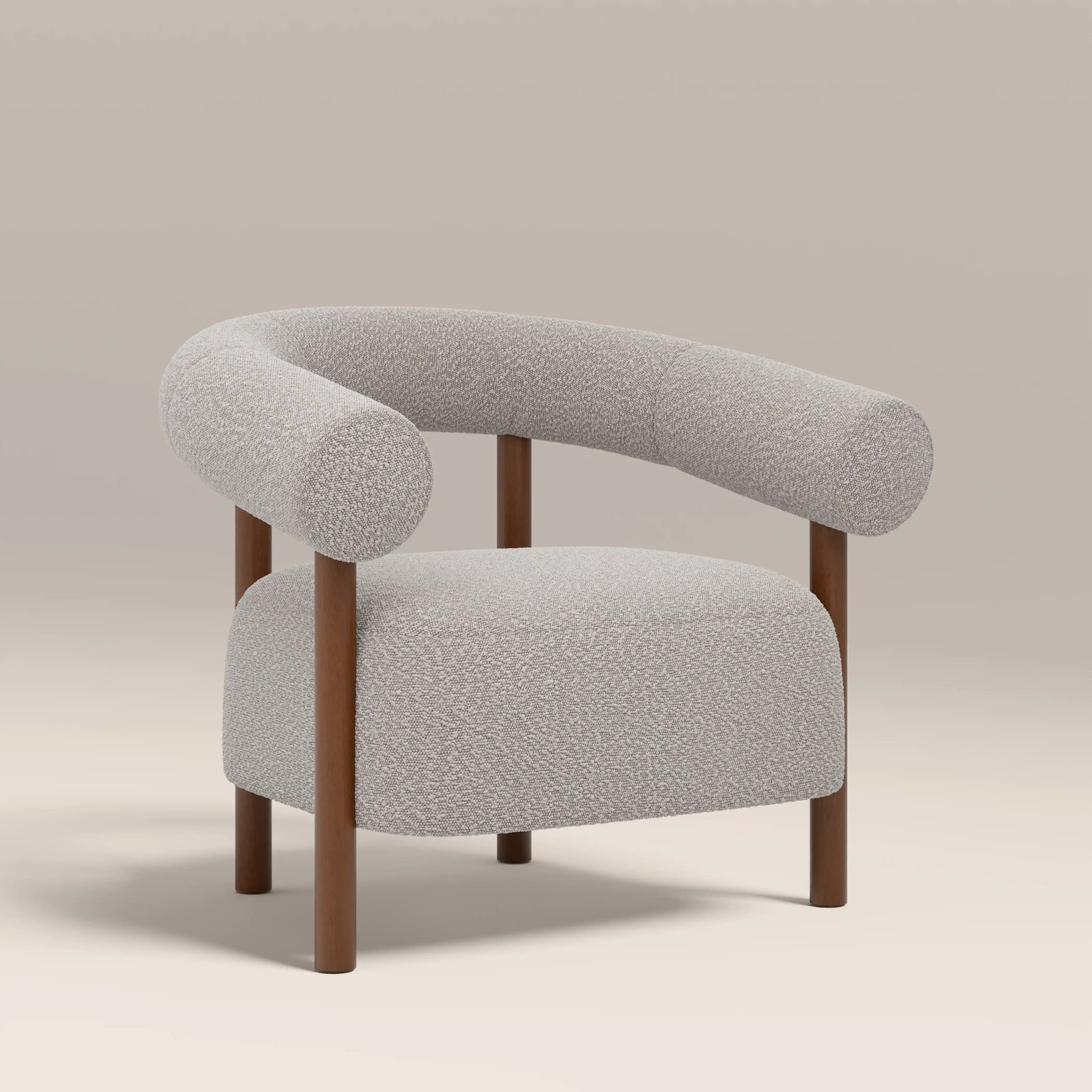 Cielo Armchair | Speckled Stone Sustainable Boucle & Walnut