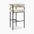 Roane Bar Stool | Speckled Stone Sustainable Boucle & Black