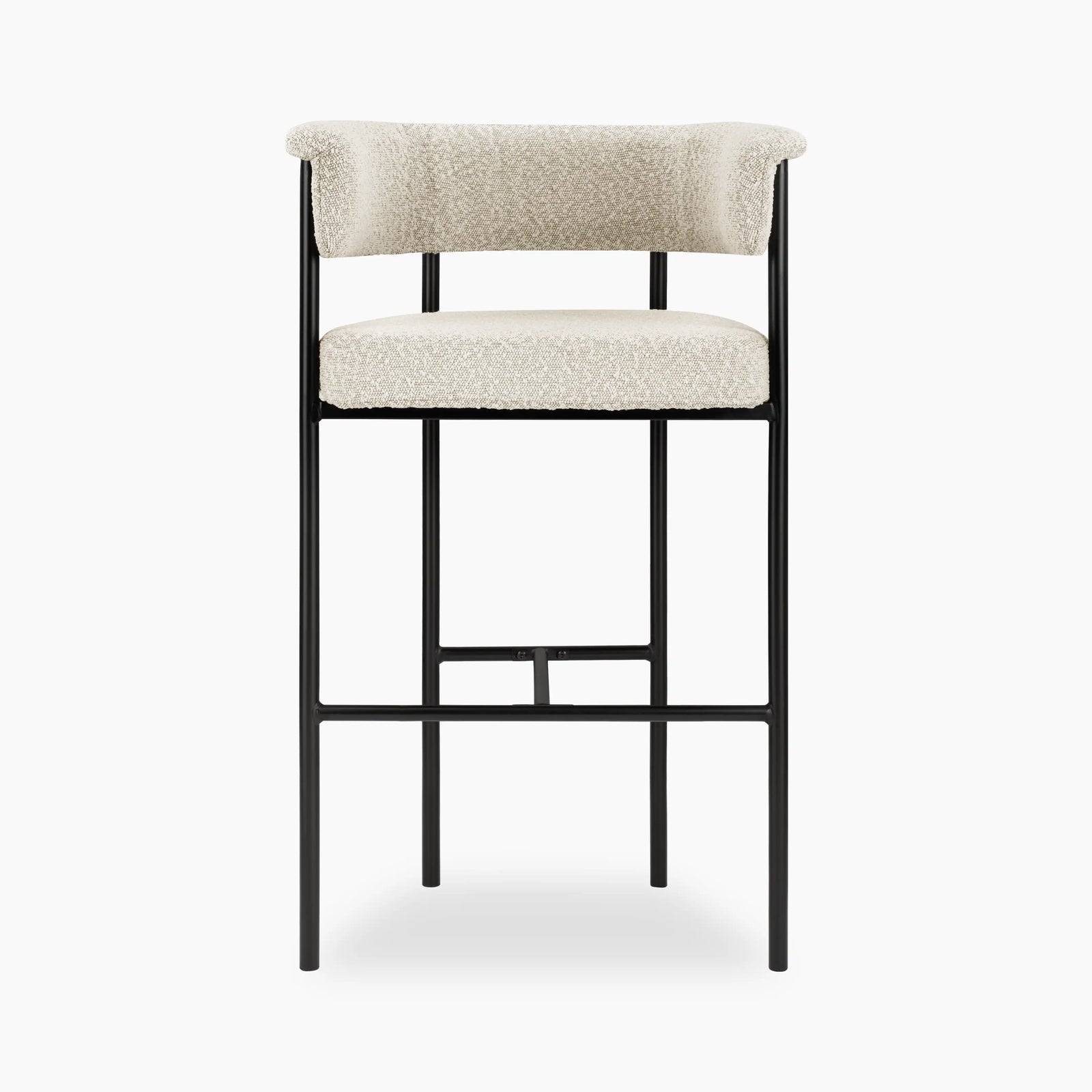 Roane Bar Stool | Speckled Stone Sustainable Boucle & Black