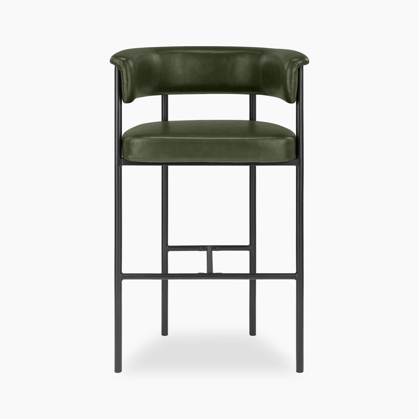 Roane Bar Stool | Vintage Green Faux Leather & Black