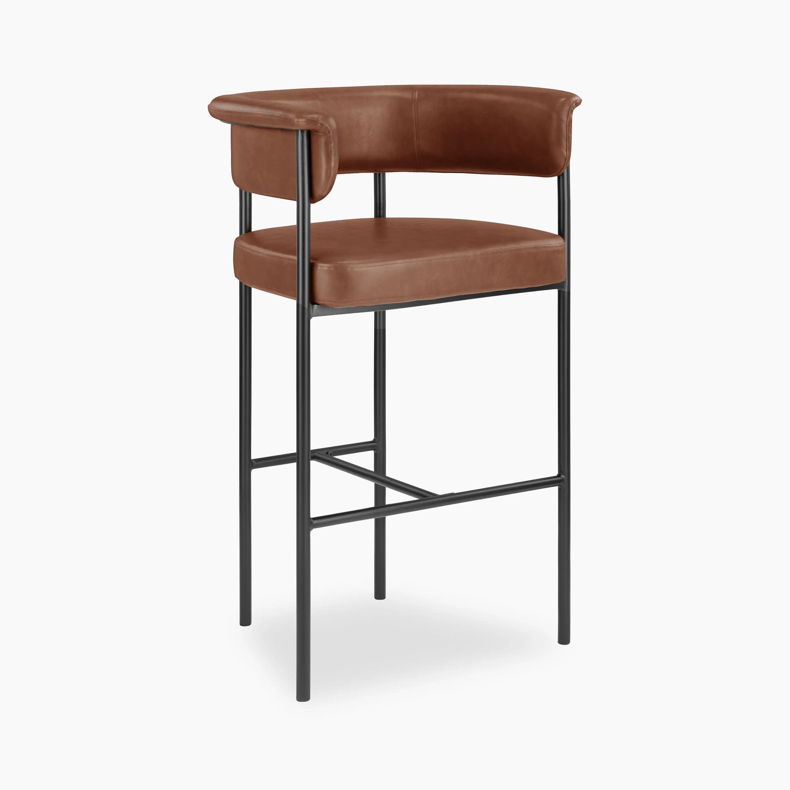 Roane Bar Stool | Vintage Tan Faux Leather & Black