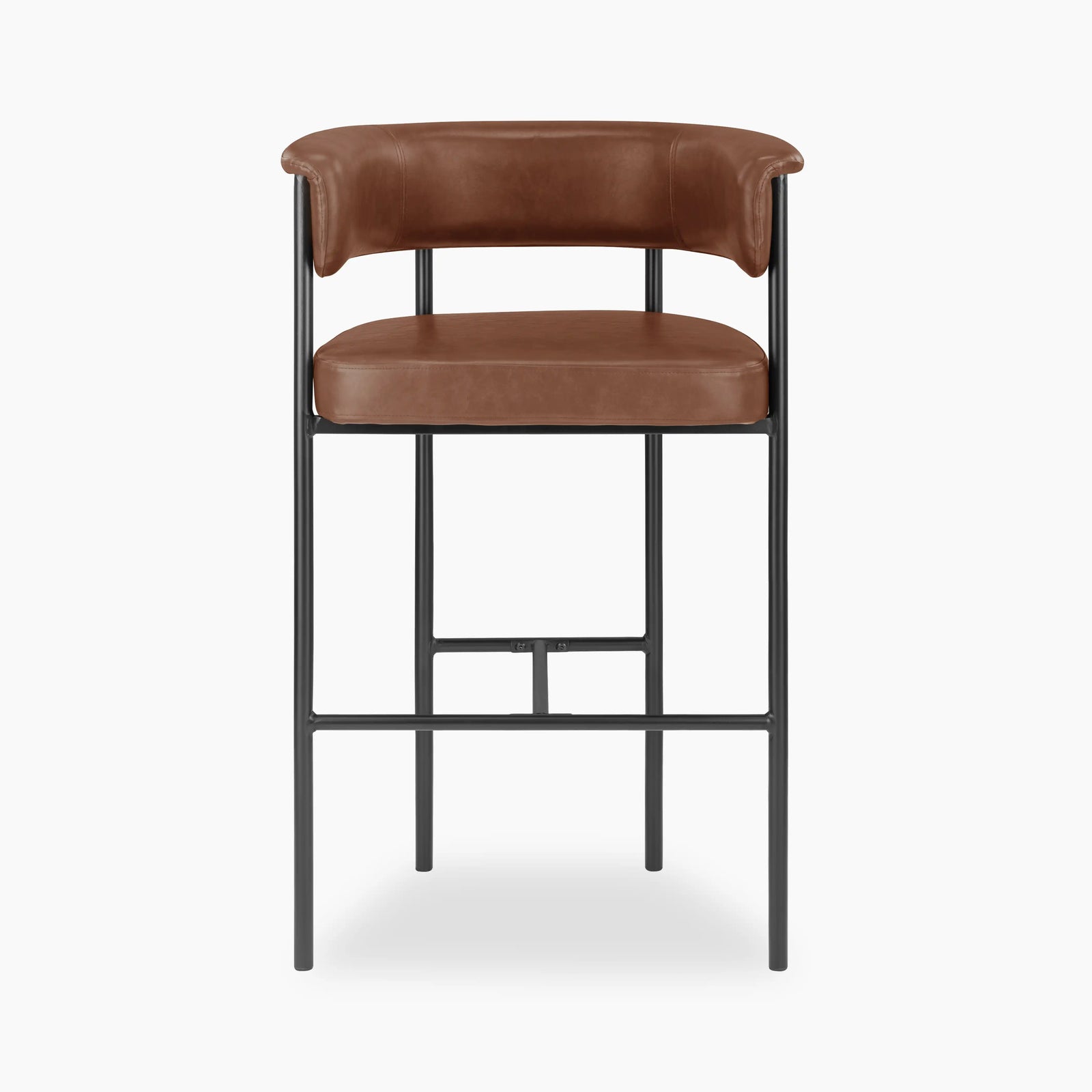 Roane Bar Stool | Vintage Tan Faux Leather & Black