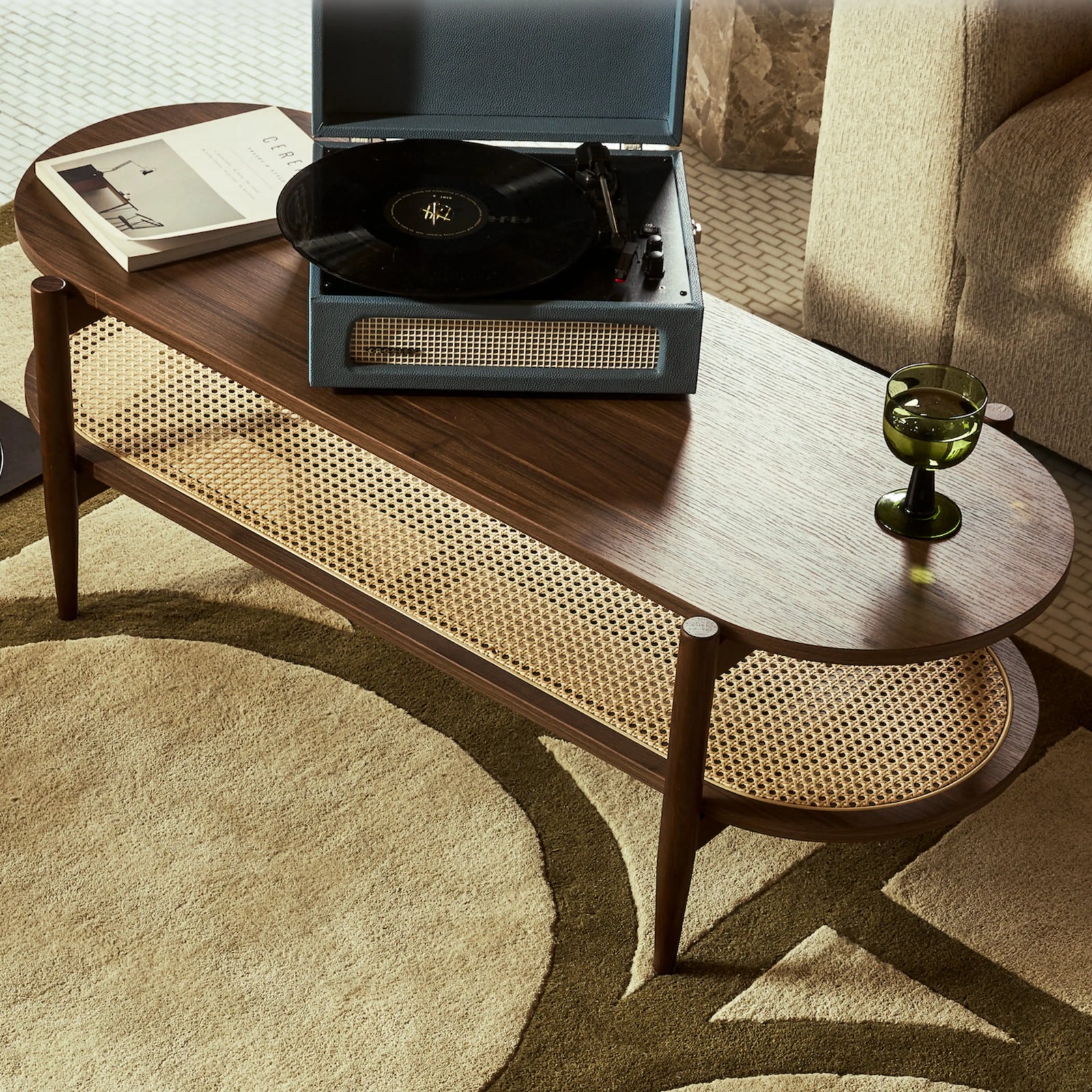 Soller Oval Wooden Coffee Table | Walnut & Natural