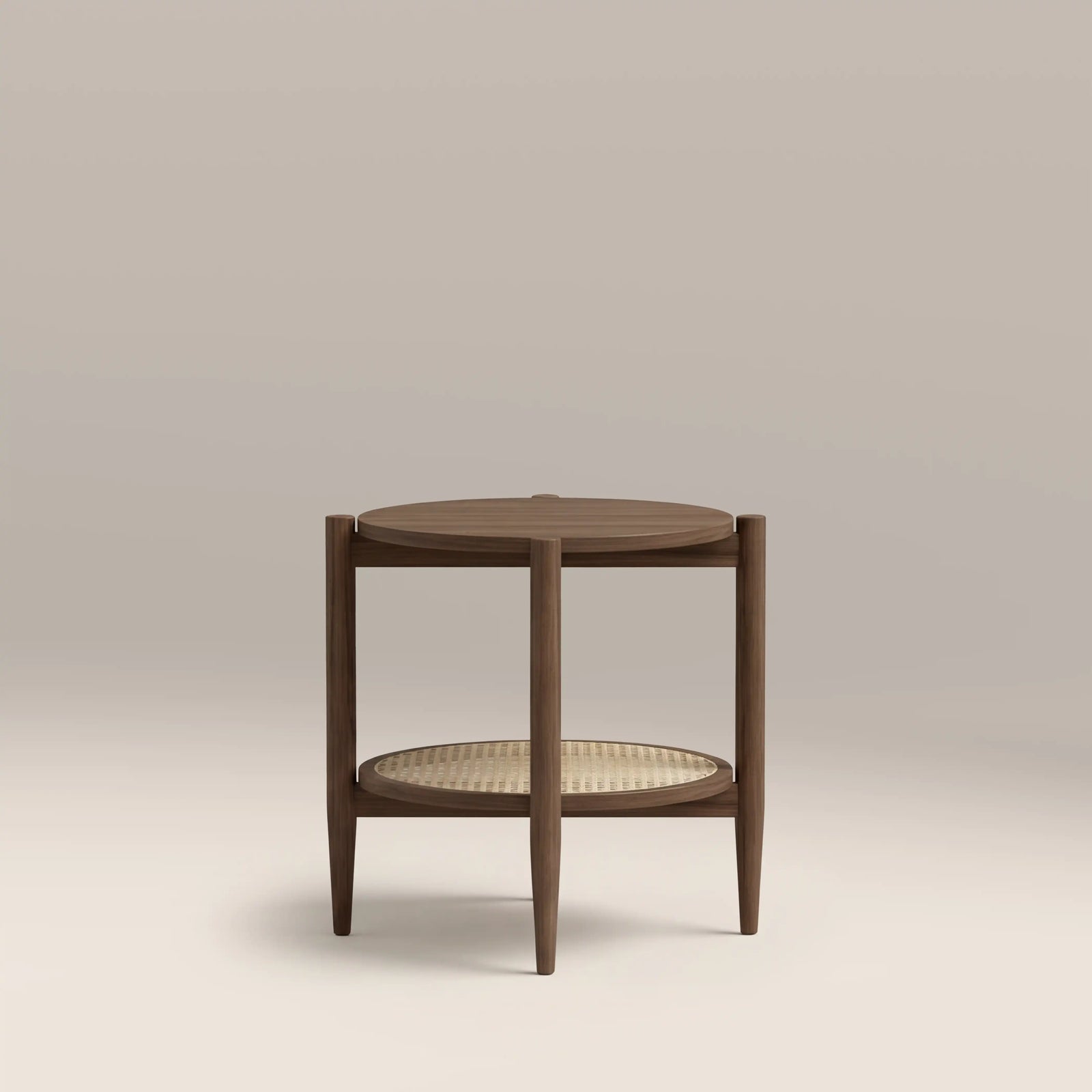 Soller Round Wooden Side Table | Walnut & Natural