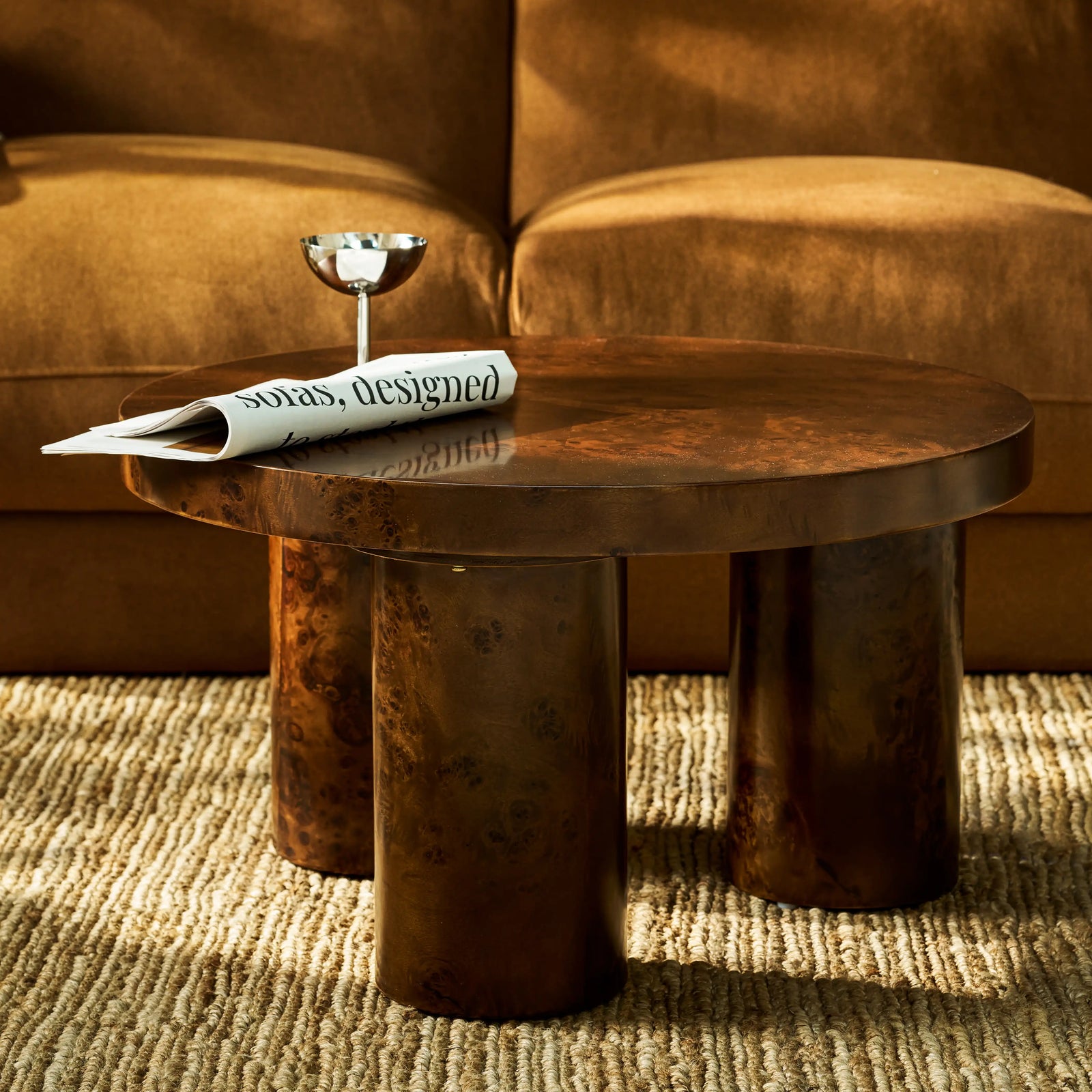 Livi Round Coffee Table | Walnut Burl Wood