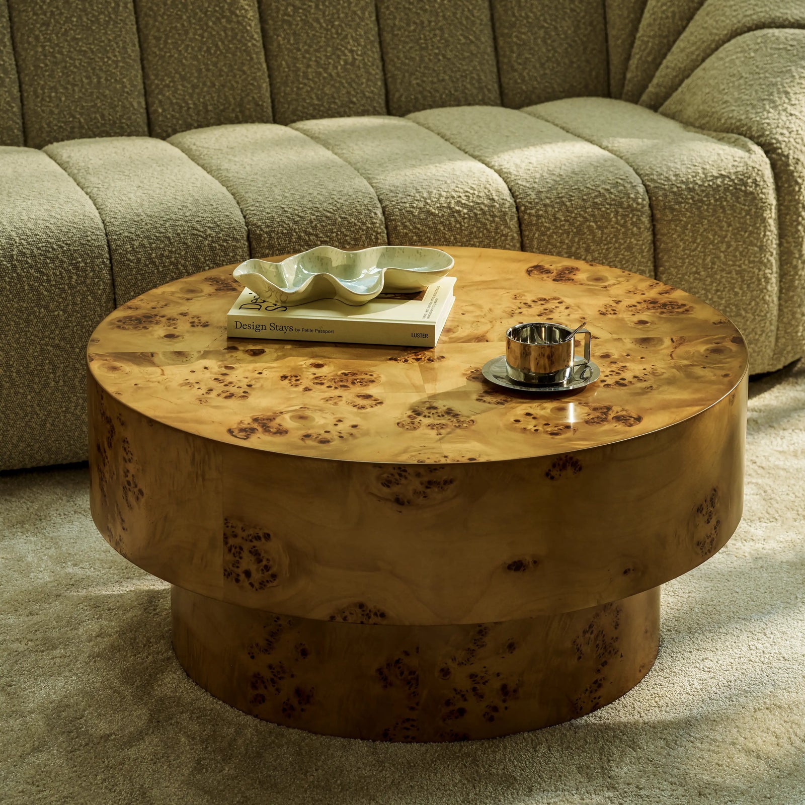 Dalton Round Coffee Table | Burl Wood