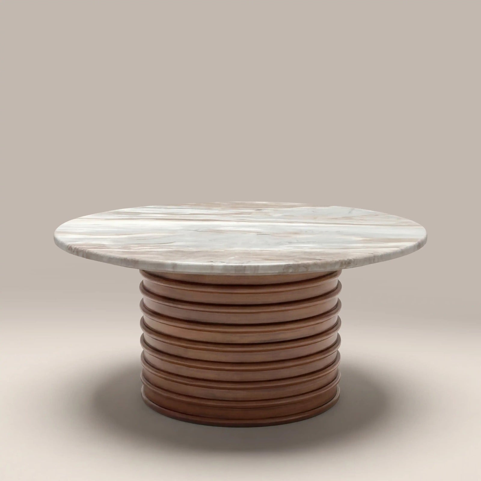 Dita Round Coffee Table | French Riviera Honed Marble & Walnut