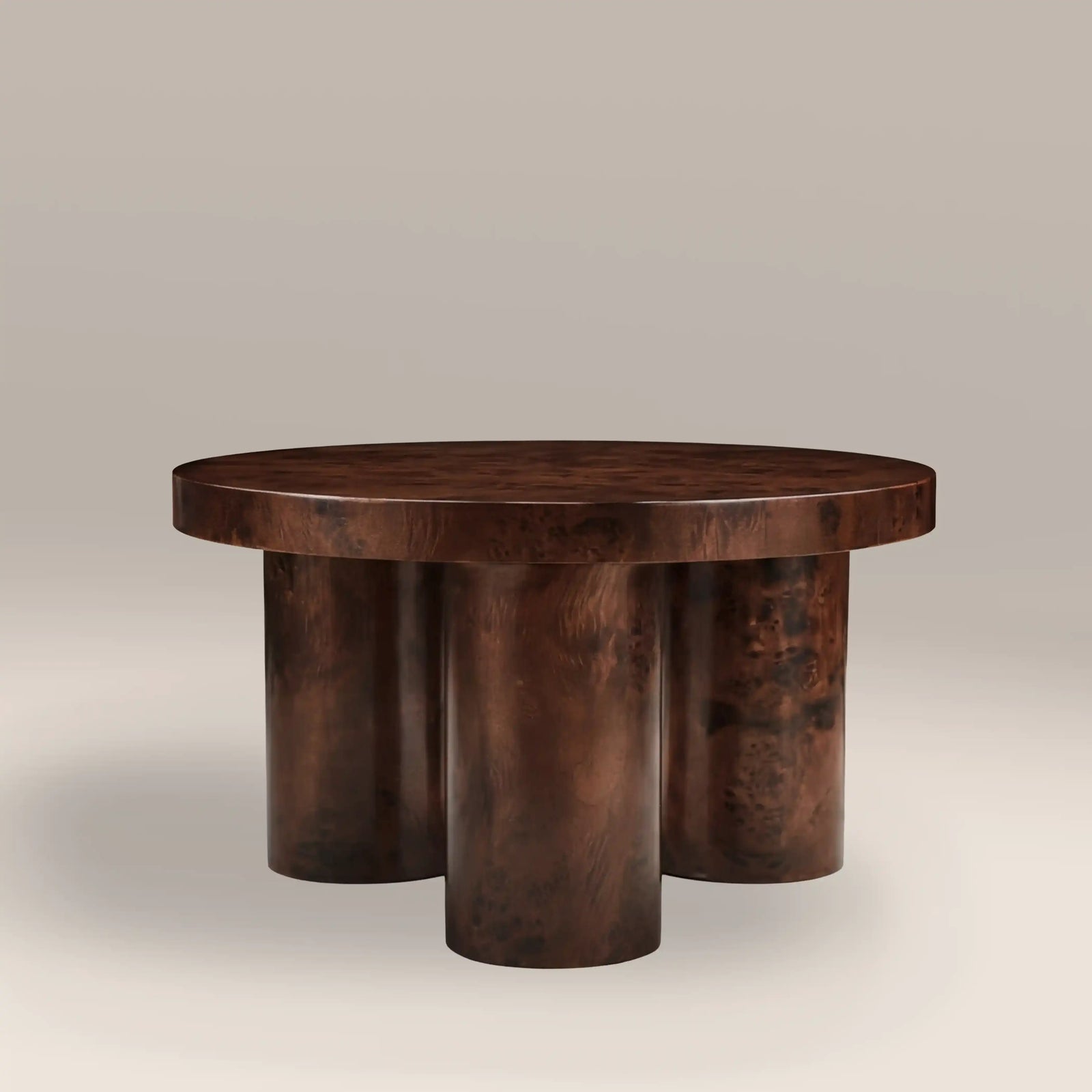 Dalton Round Wooden Coffee Table | Walnut Burl Wood