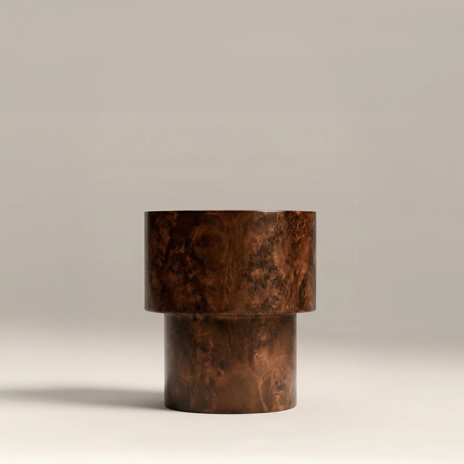 Dalton Round Wooden Side Table | Walnut Burl Wood