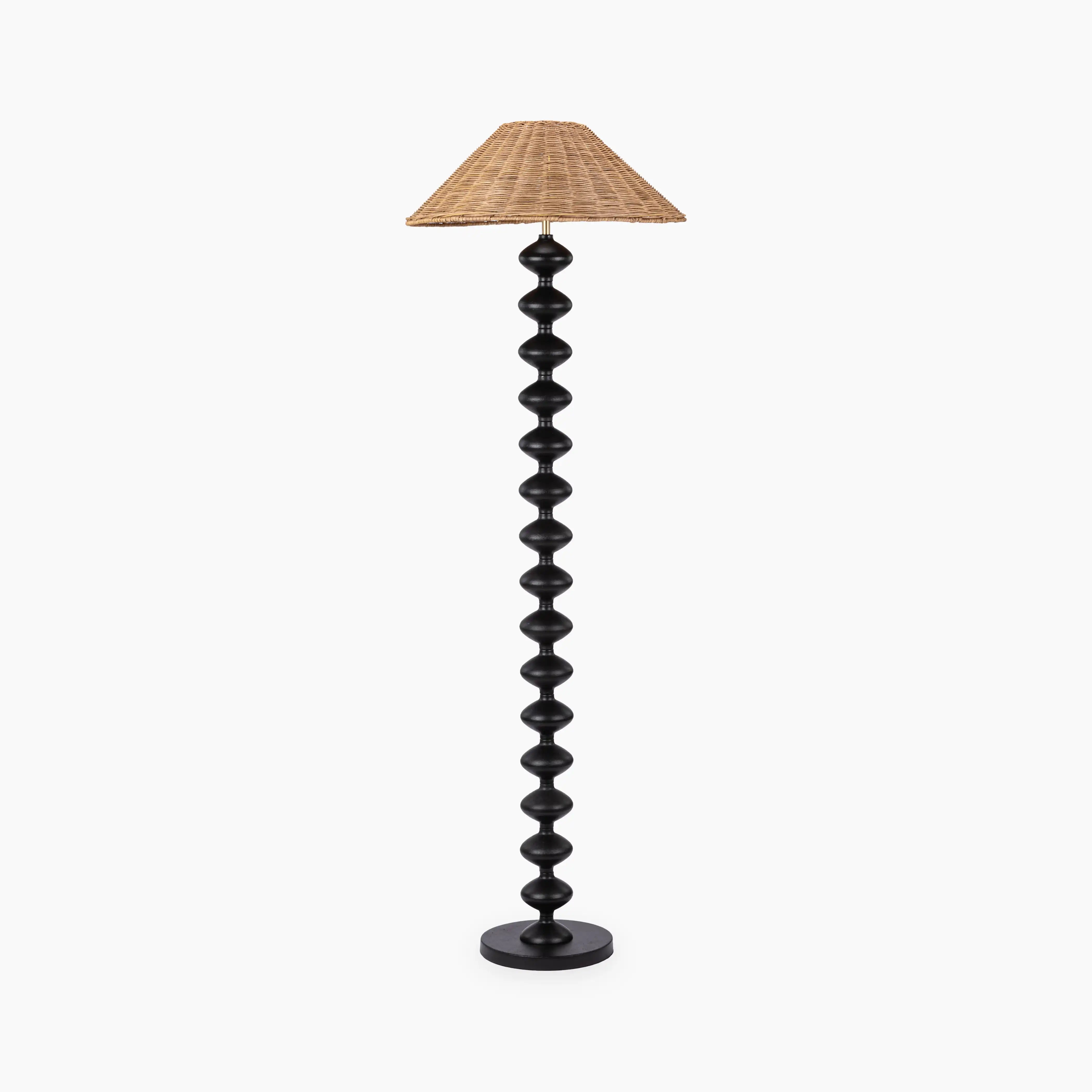 Reagan Floor Lamp | Natural Rattan & Black
