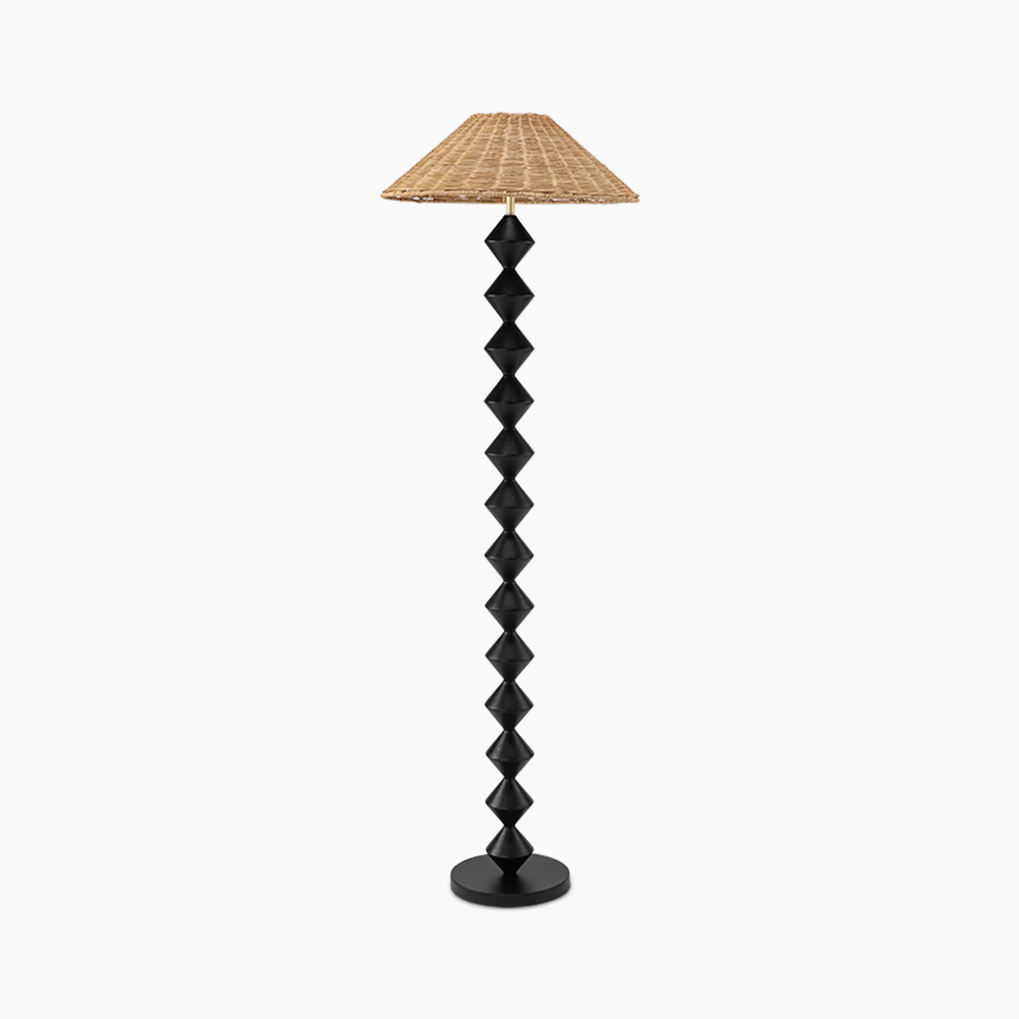 Reagan Floor Lamp | Natural Rattan & Black