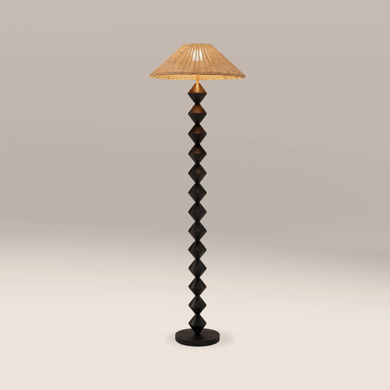 Reagan Floor Lamp | Natural Rattan & Black