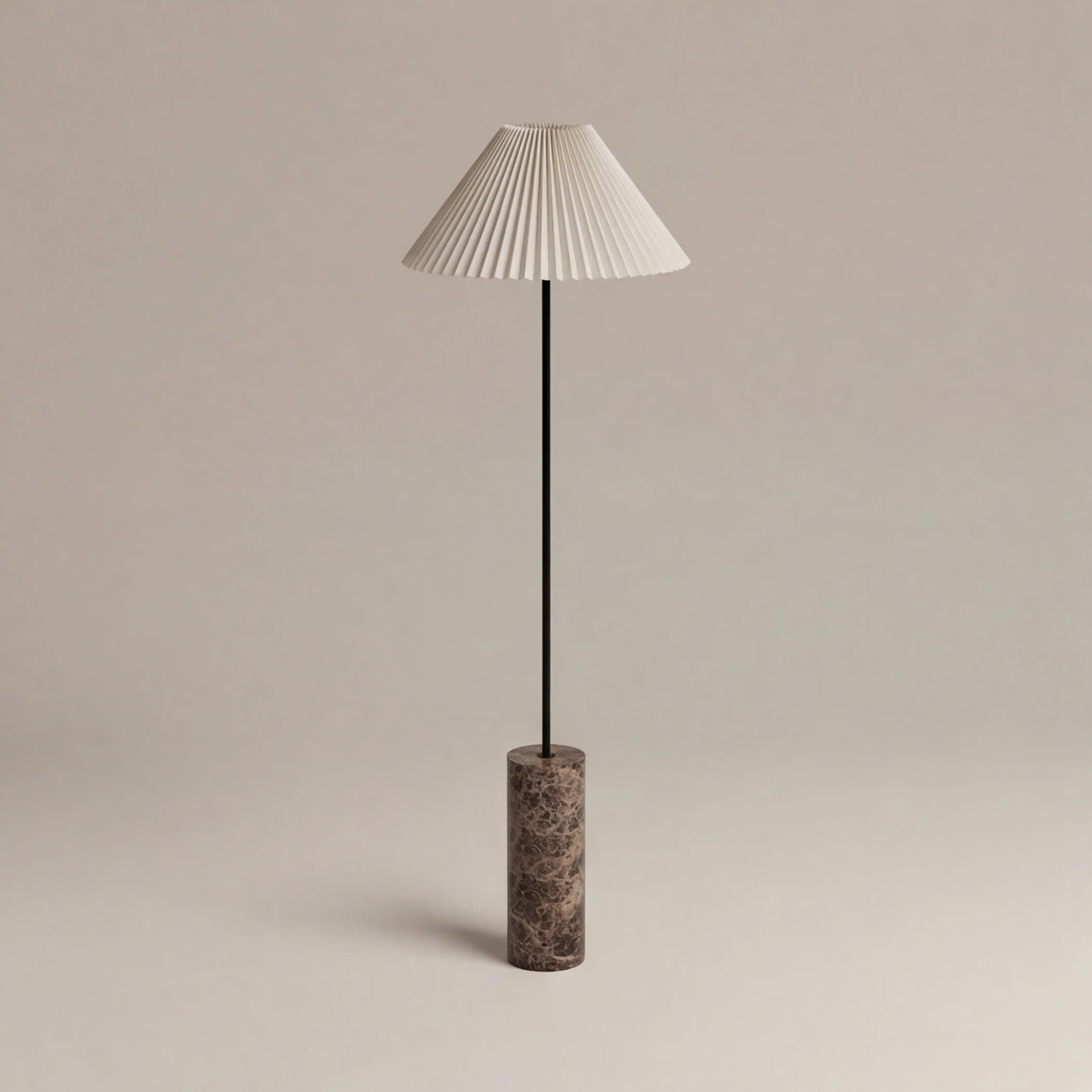 Danika Floor Lamp | Natural Linen & Brown Marble