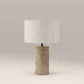 Emberlyn Table Lamp | Natural Linen & Natural Travertine