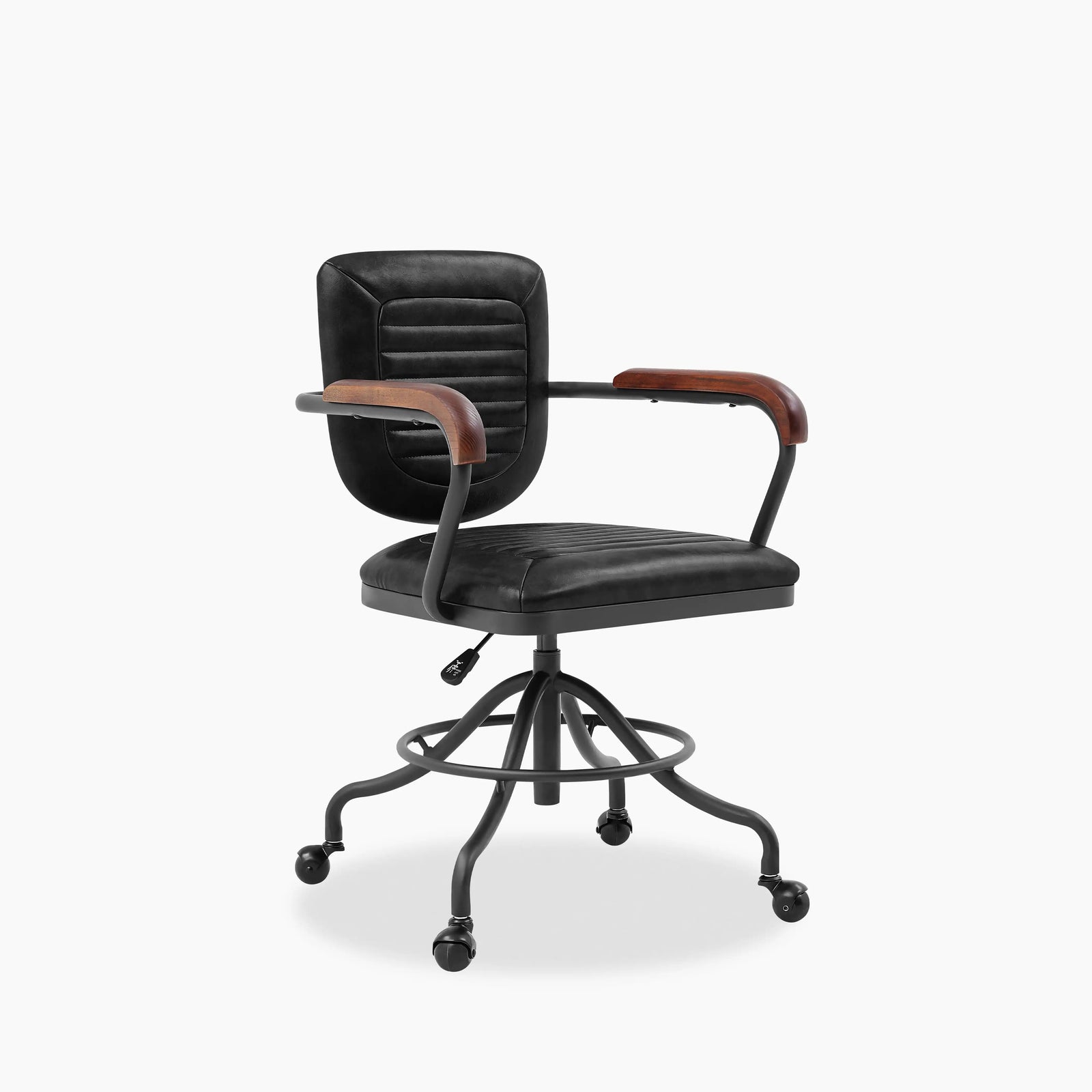 Wren Office Chair | Vintage Black Faux Leather & Black