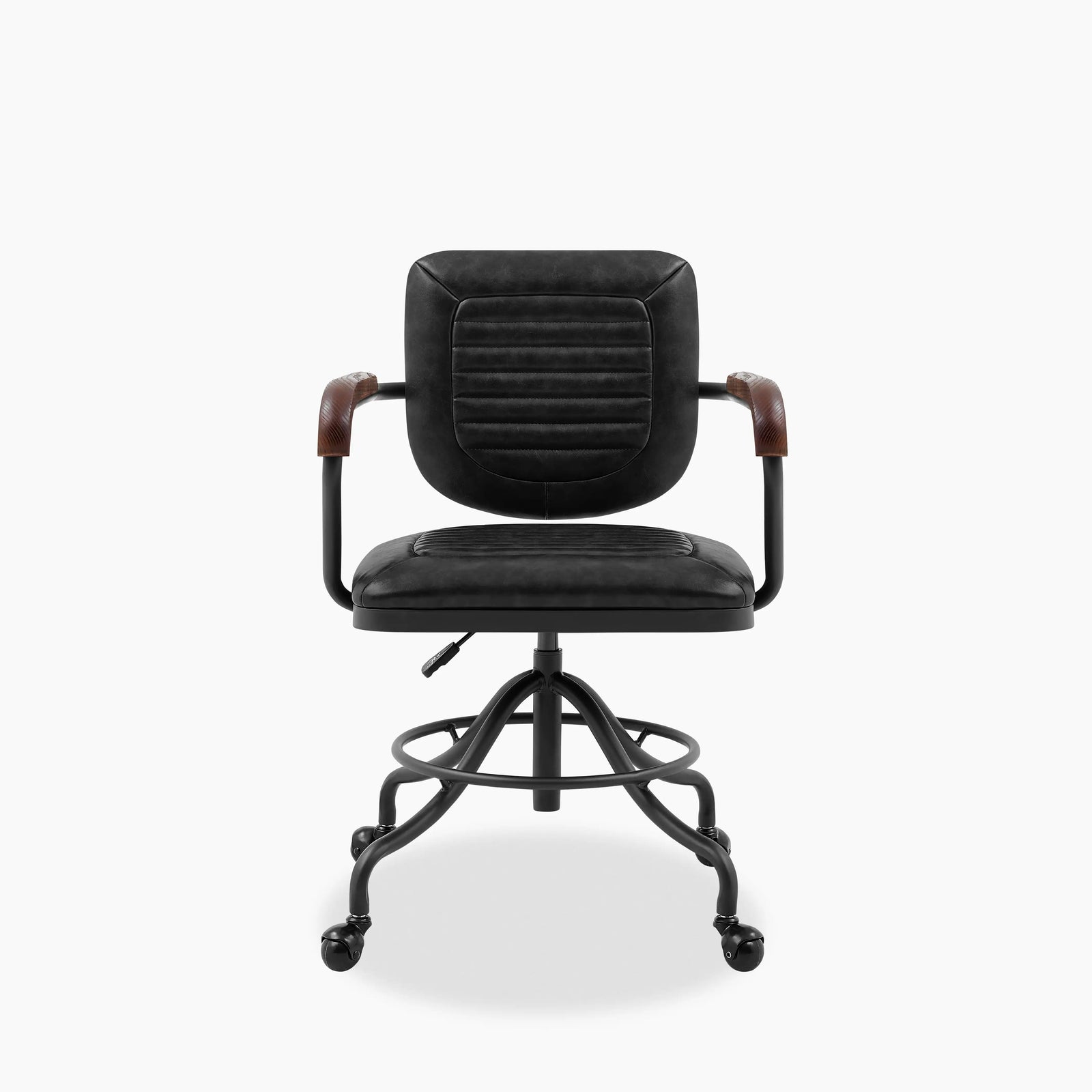 Wren Office Chair | Vintage Black Faux Leather & Black