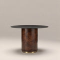 Perry 4 Seat Round Dining Table | Black Sintered Stone & Walnut Burl Wood