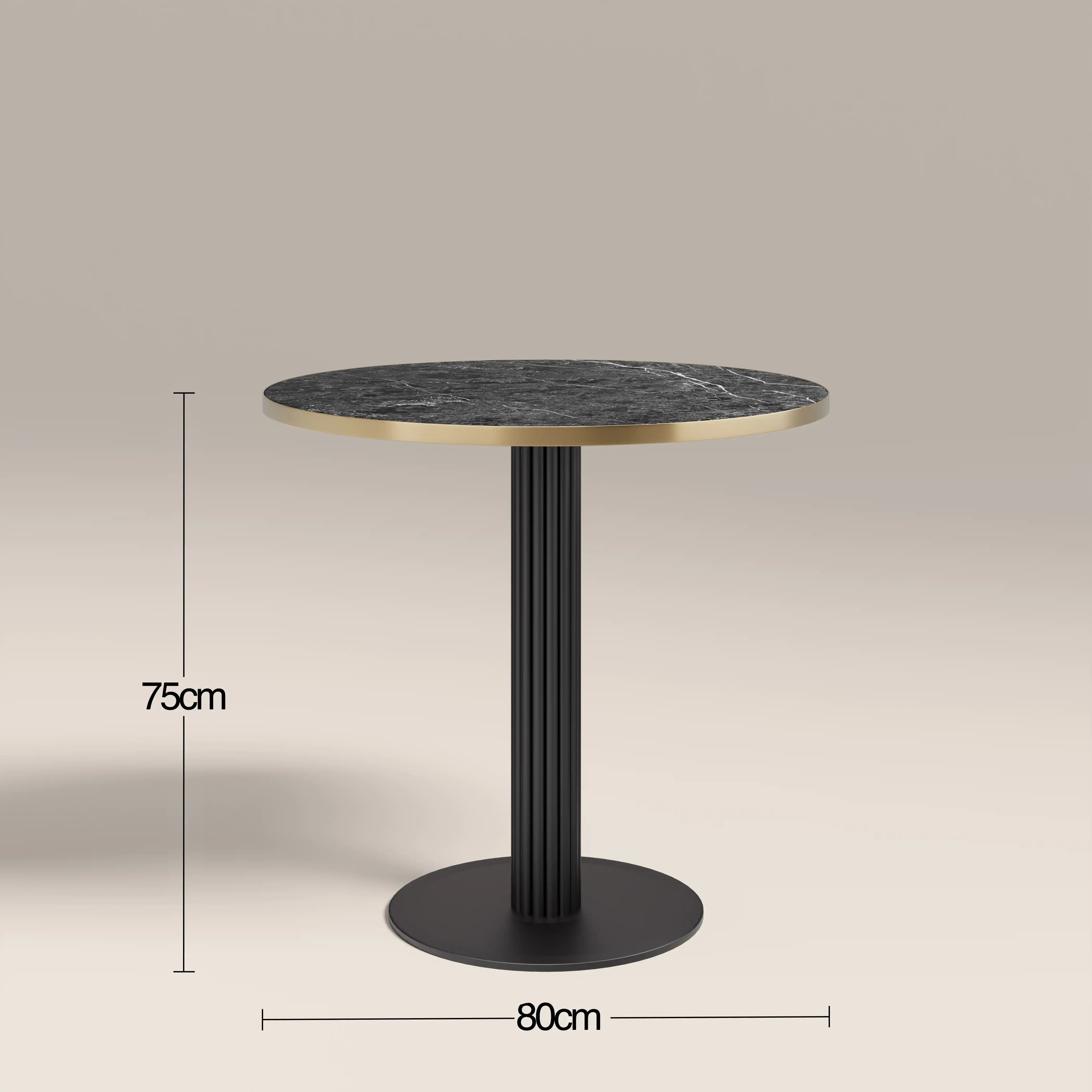 Rafferty 2 Seat Round Dining Table | Black Marble Effect & Black