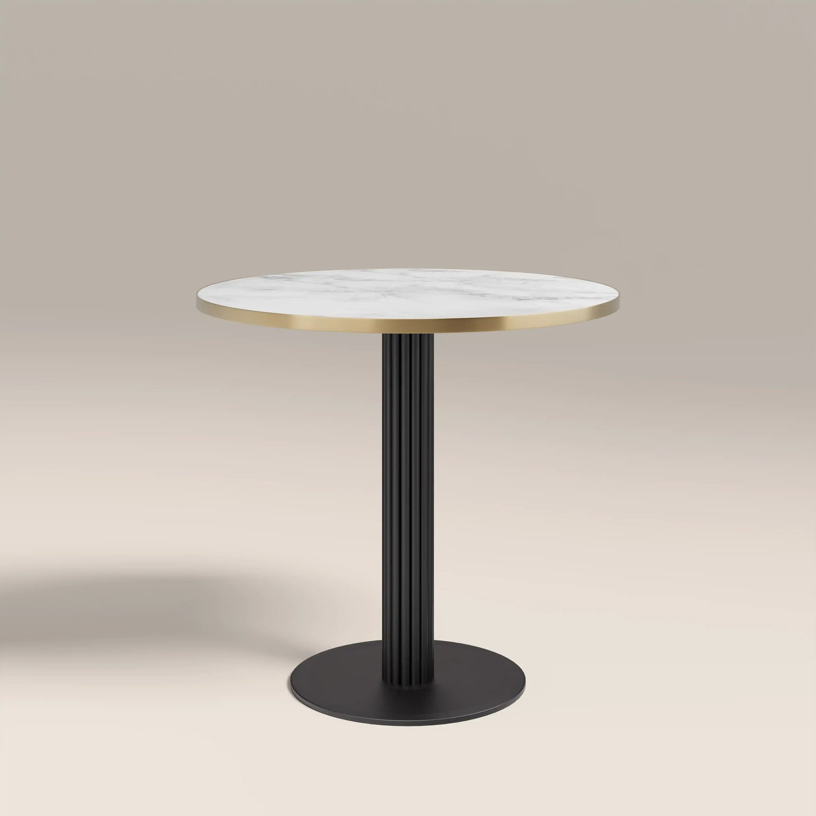 Rafferty 2 Seat Round Dining Table | White Marble Effect & Black