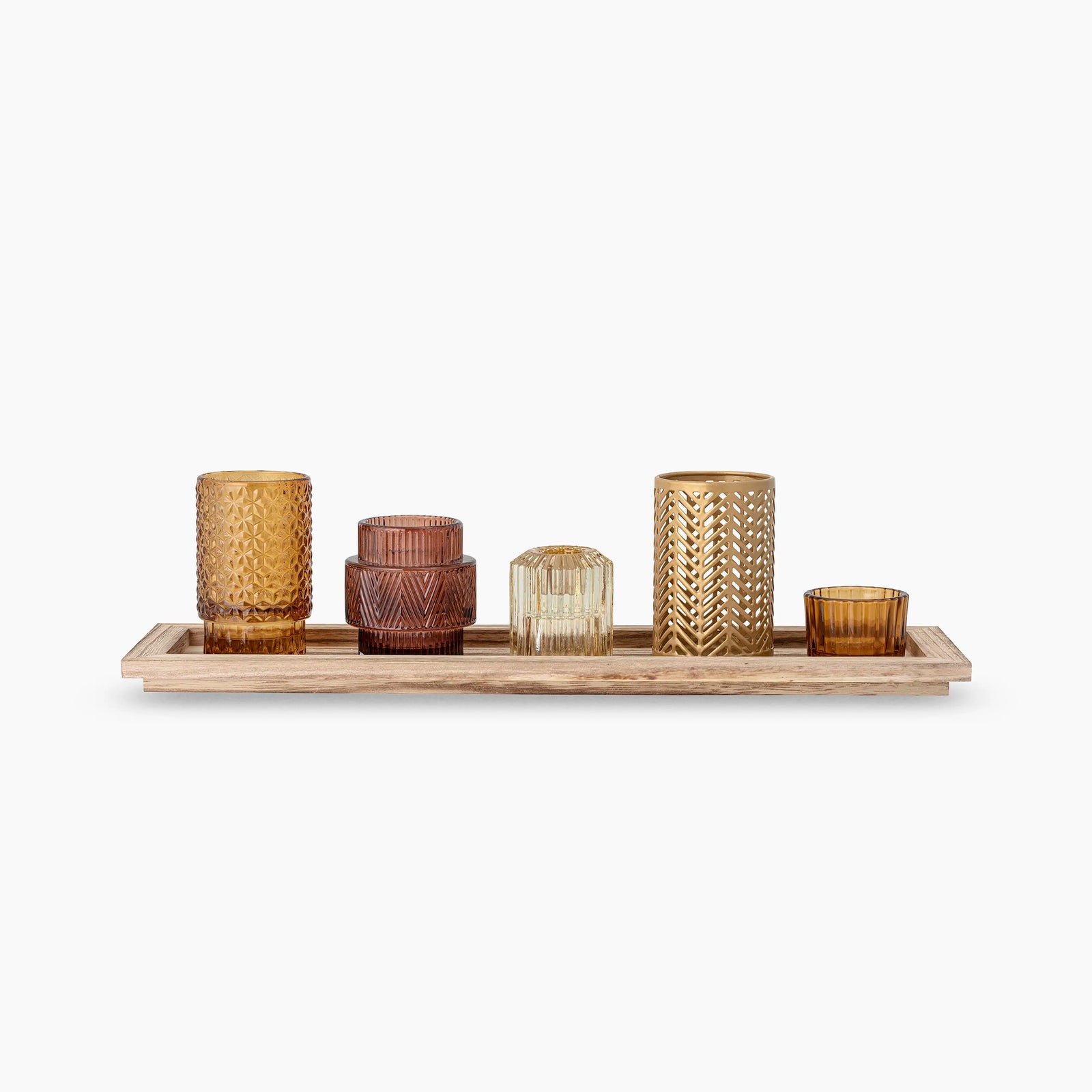 Tenby Glass Candle Holder | Amber Orange