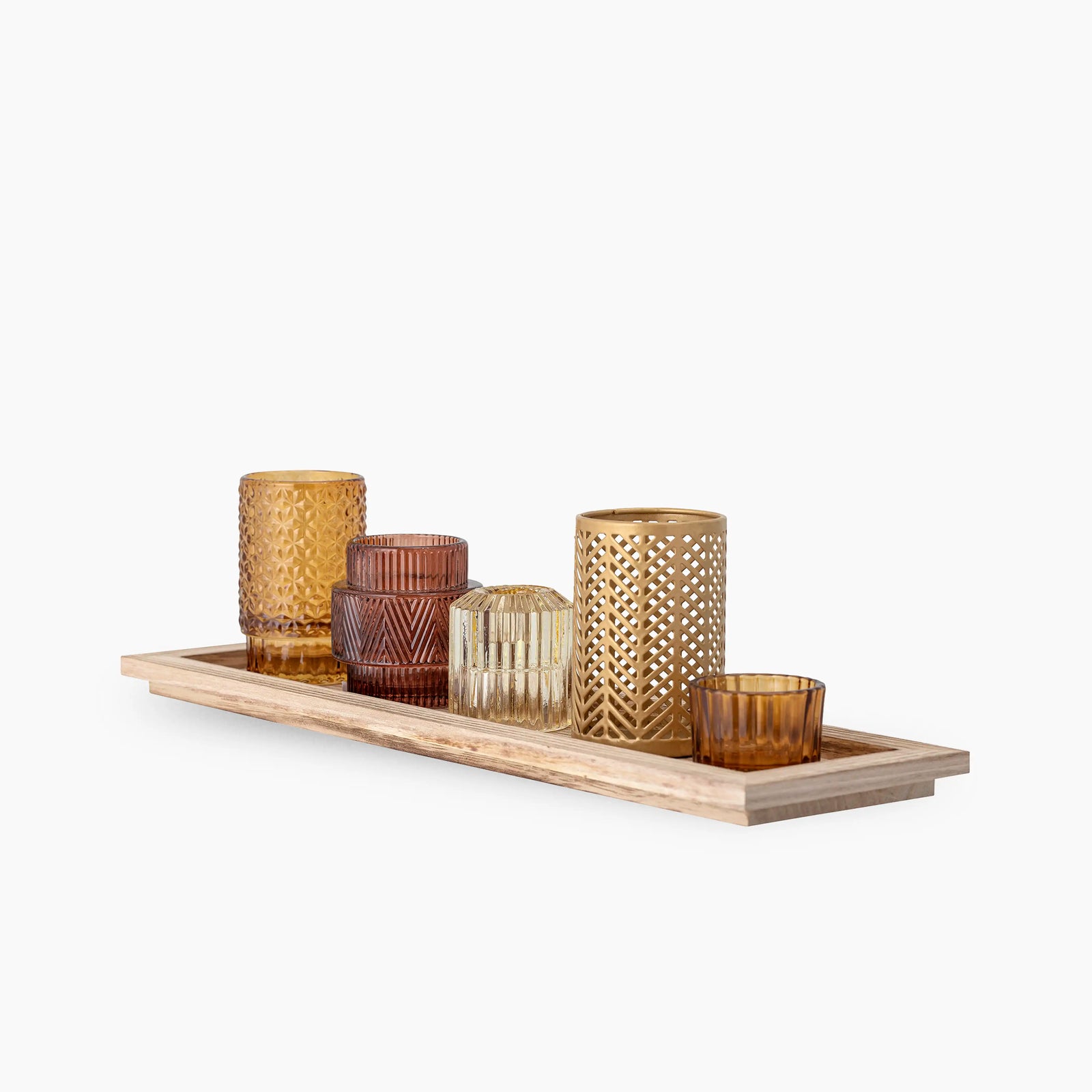 Tenby Glass Candle Holder | Amber Orange