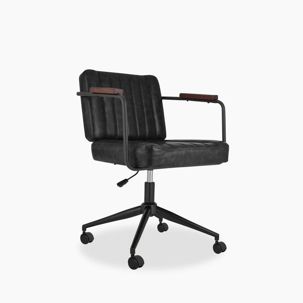 Mason Industrial Office Chair, Faux Vintage Leather