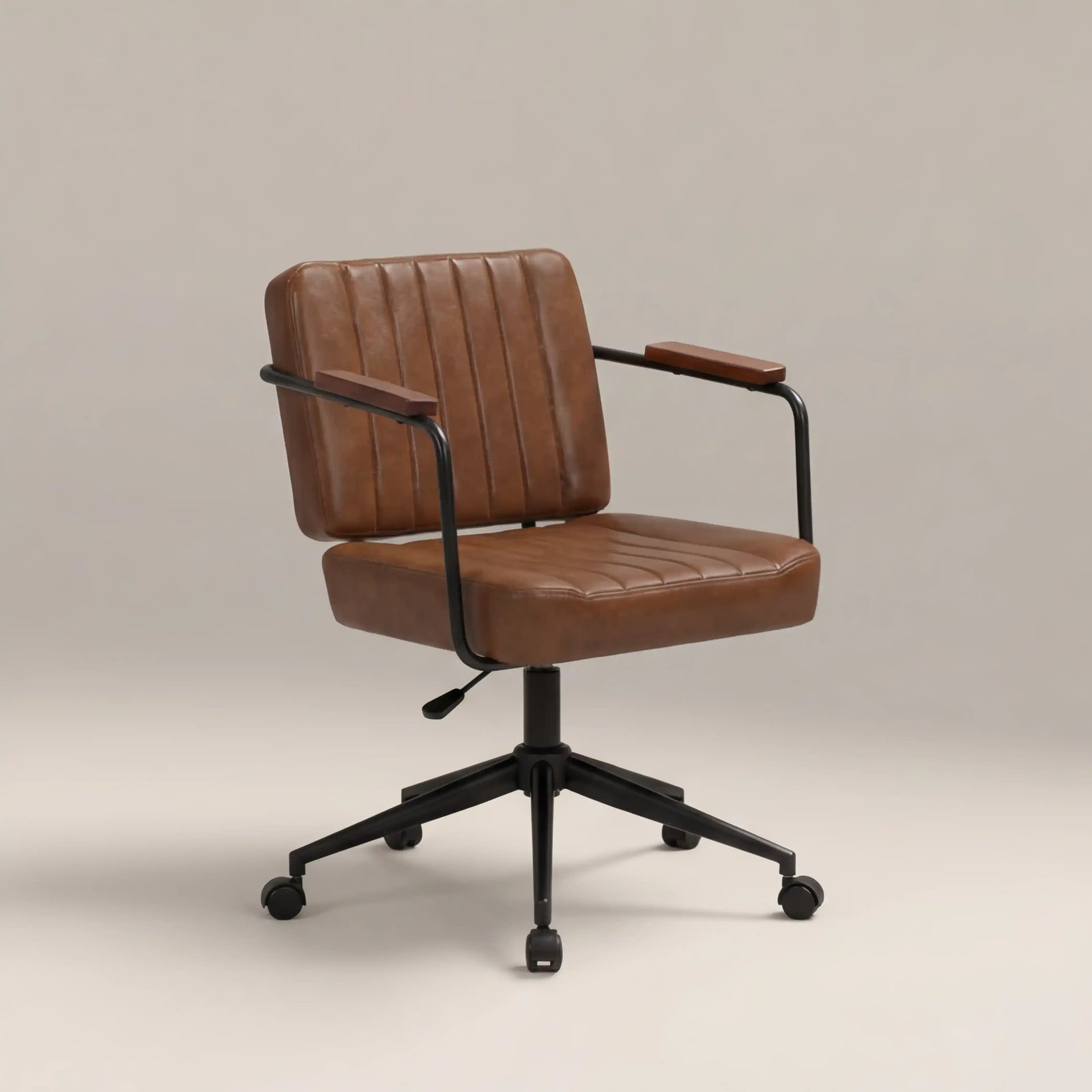Mason Office Chair | Vintage Tan Faux Leather & Black