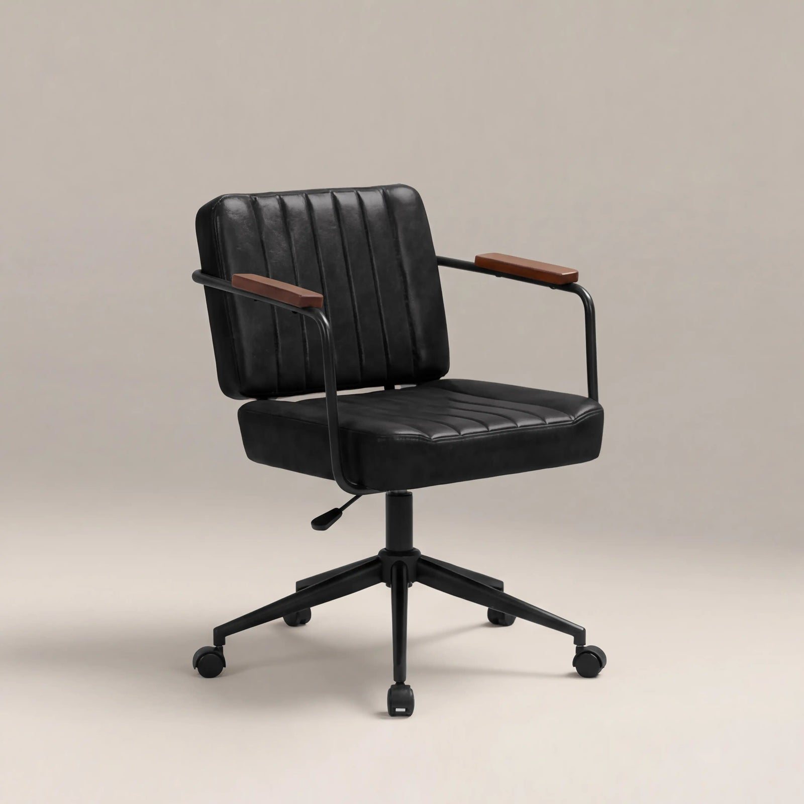 Mason Office Chair | Vintage Black Faux Leather & Black