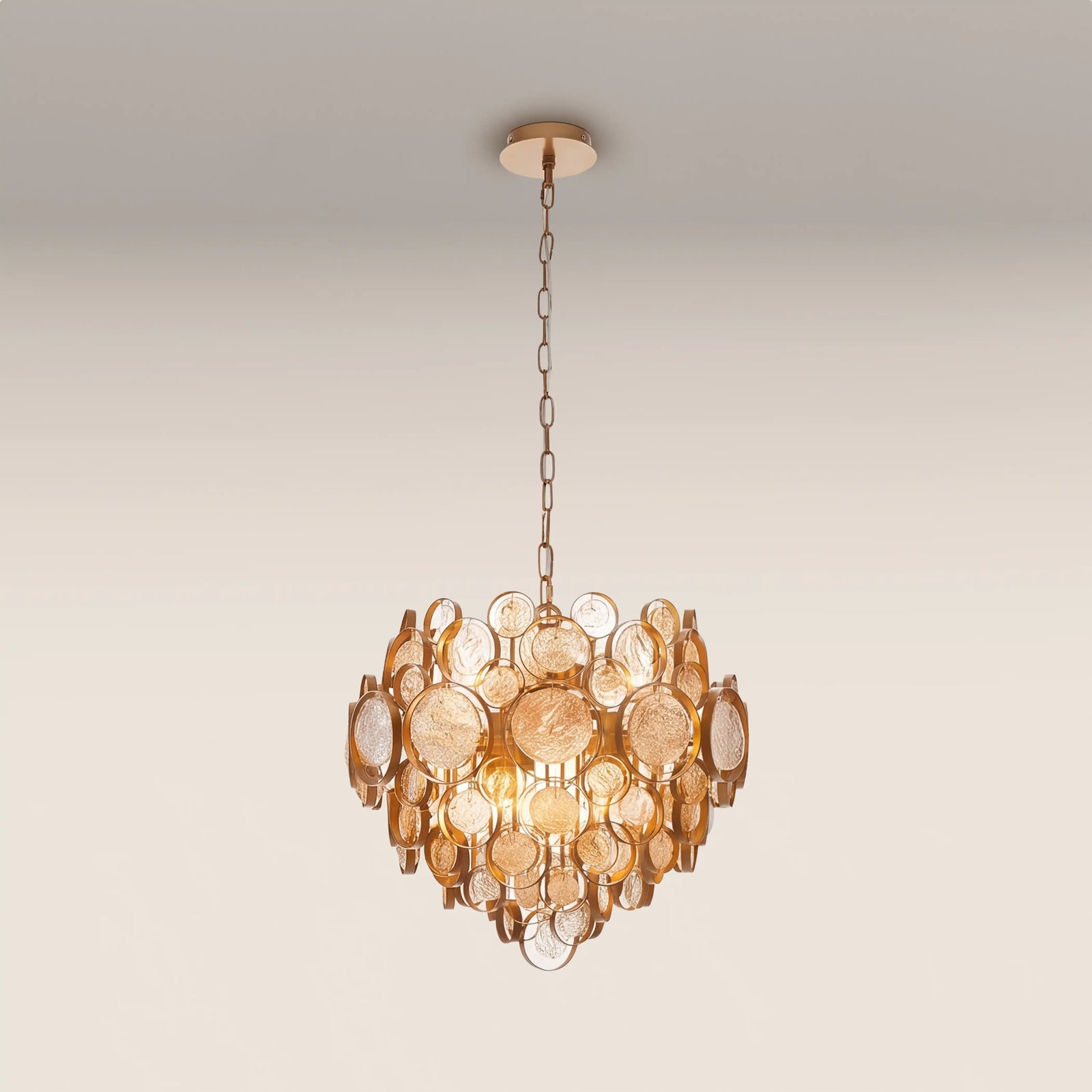 Allegra Pendant Light | Amber Rippled Glass & Brass