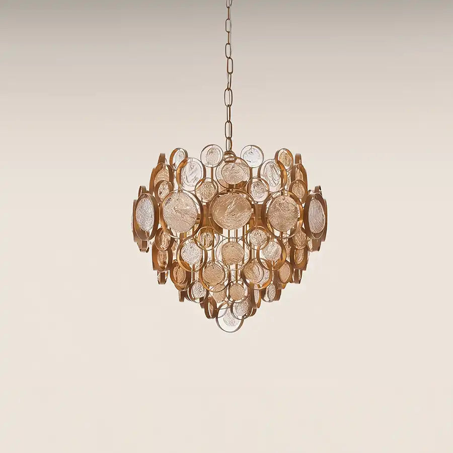 Allegra Pendant Light | Amber Rippled Glass & Brass