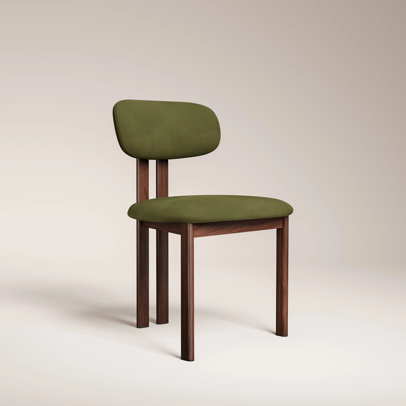 Arbor Dining Chair | Olive Green Sustainable Velvet & Walnut