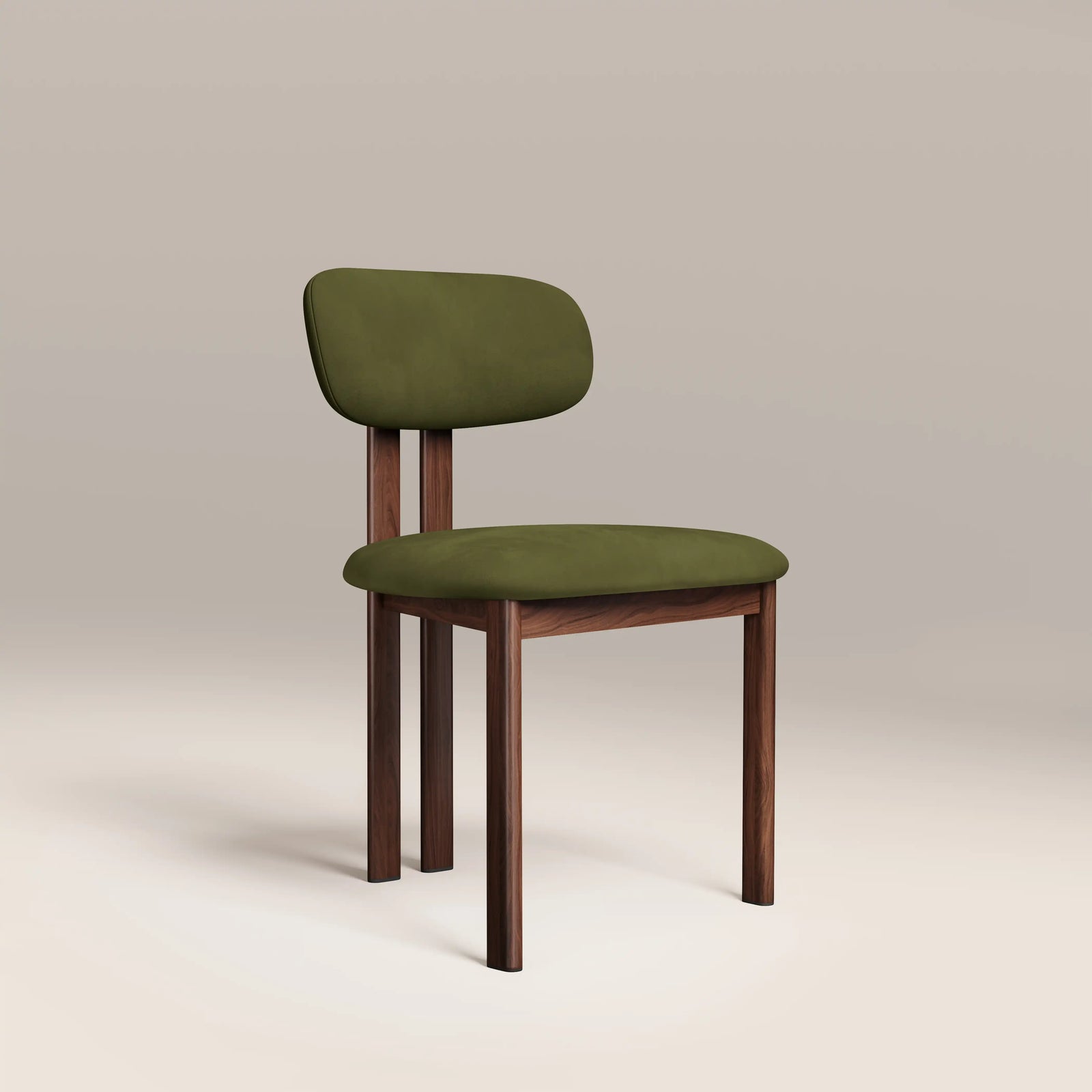 Arbor Dining Chair | Olive Green Sustainable Velvet & Walnut