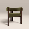 Cassius Carver Dining Chair | Moss Green Sustainable Mohair Velvet & Walnut