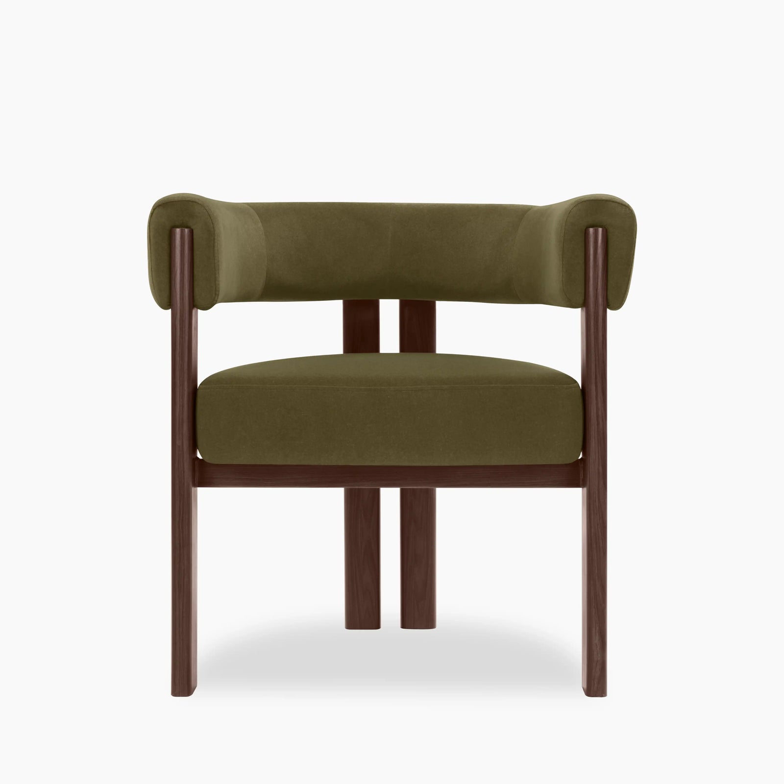 Cassius Carver Dining Chair | Moss Green Sustainable Mohair Velvet & Walnut