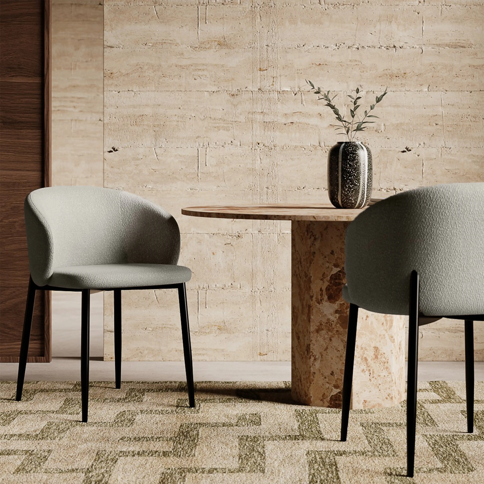 Cameron Dining Chair | Speckled Stone Sustainable Boucle